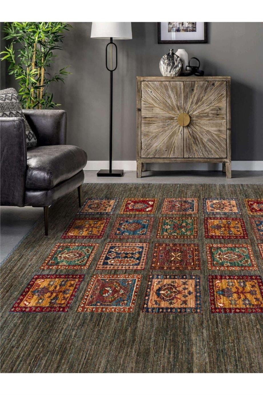 Polvira Afgan Desen Dokuma Taban Salon - Oturma Odası Halısı