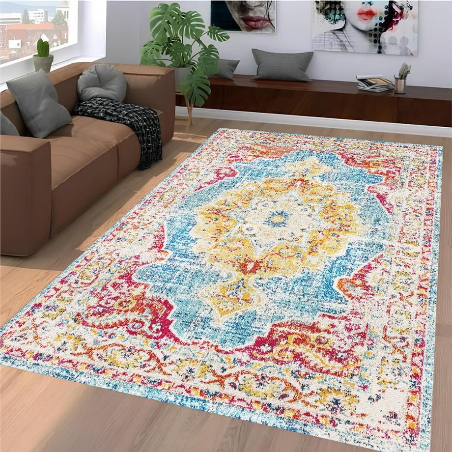 Carnava Renkli Kilim Desen Dokuma Taban Yıkanabilir Halı Salon Oturma Odası Hol Antre Halısı Yolluk