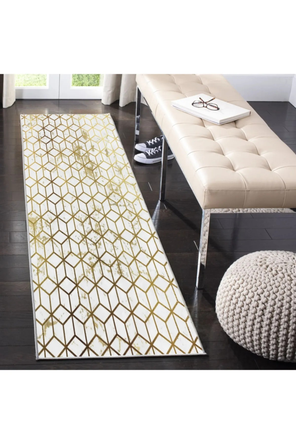 Lomber Modern Desen Kaymaz Taban Salon - Oturma Odası Halısı , Yolluk