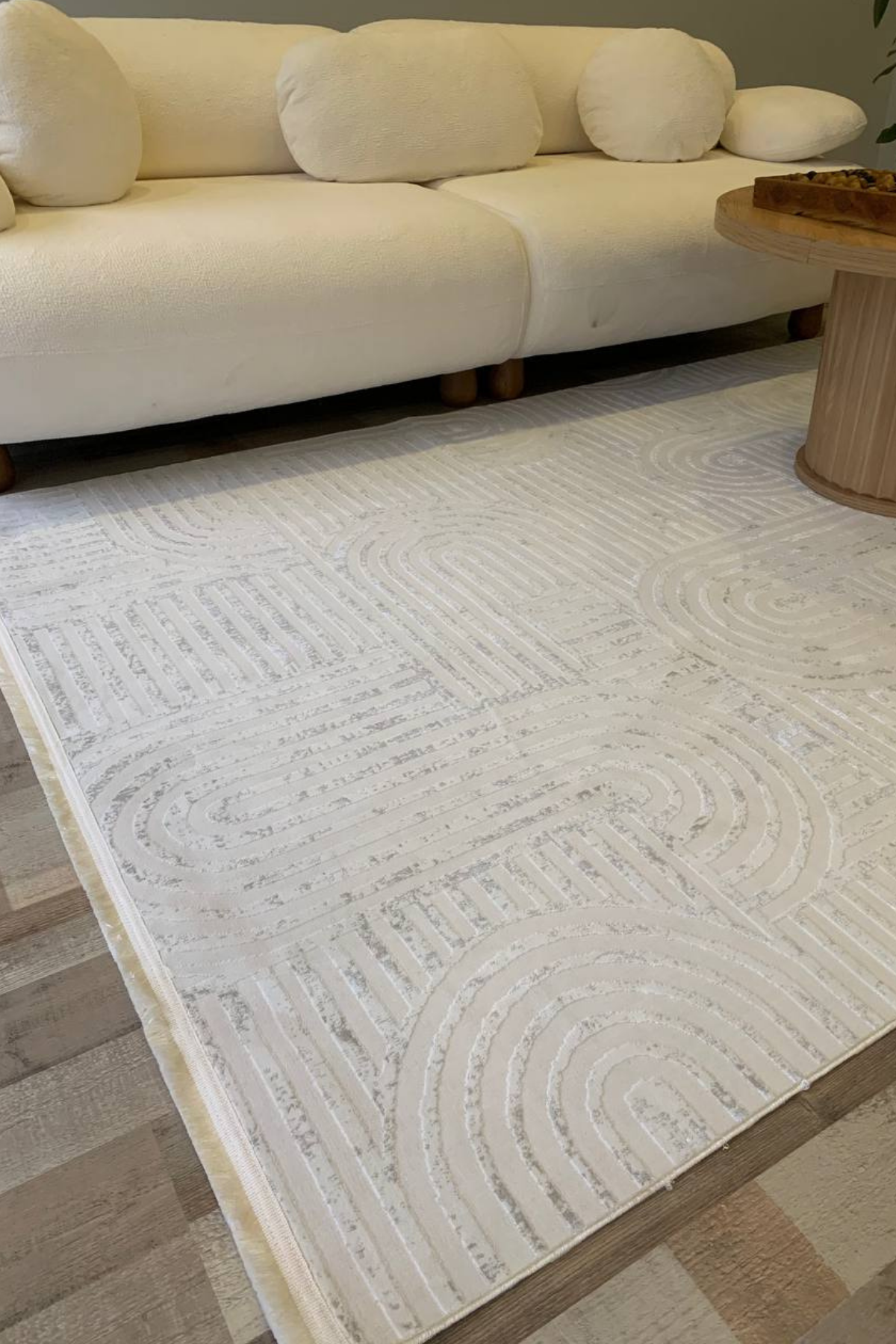 Herat Yıkanabilir Dokuma Kaymaz Taban Beyaz Halı Yolluk Kilim - HR133
