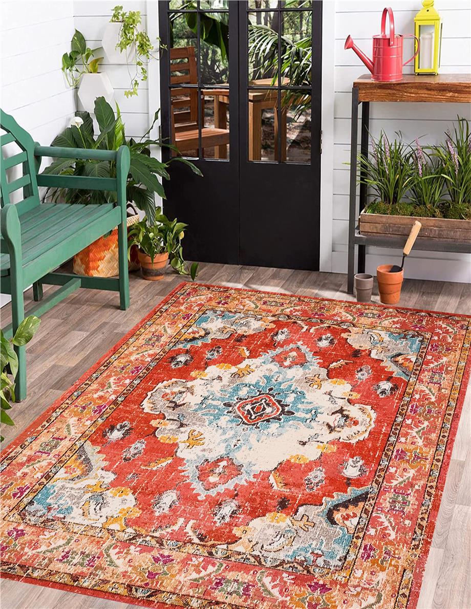 Trosa Renkli Kilim Desen Dokuma Taban Yıkanabilir Halı Salon Oturma Odası Hol Antre Halısı Yolluk