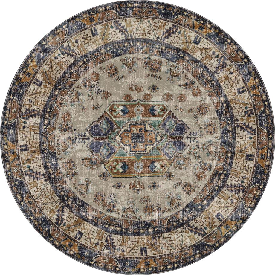 Arbon Vintage Eskitme Desen Dokuma Taban Yıkanabilir Yuvarlak Halı Salon Oturma Odası Hol Antre Halısı