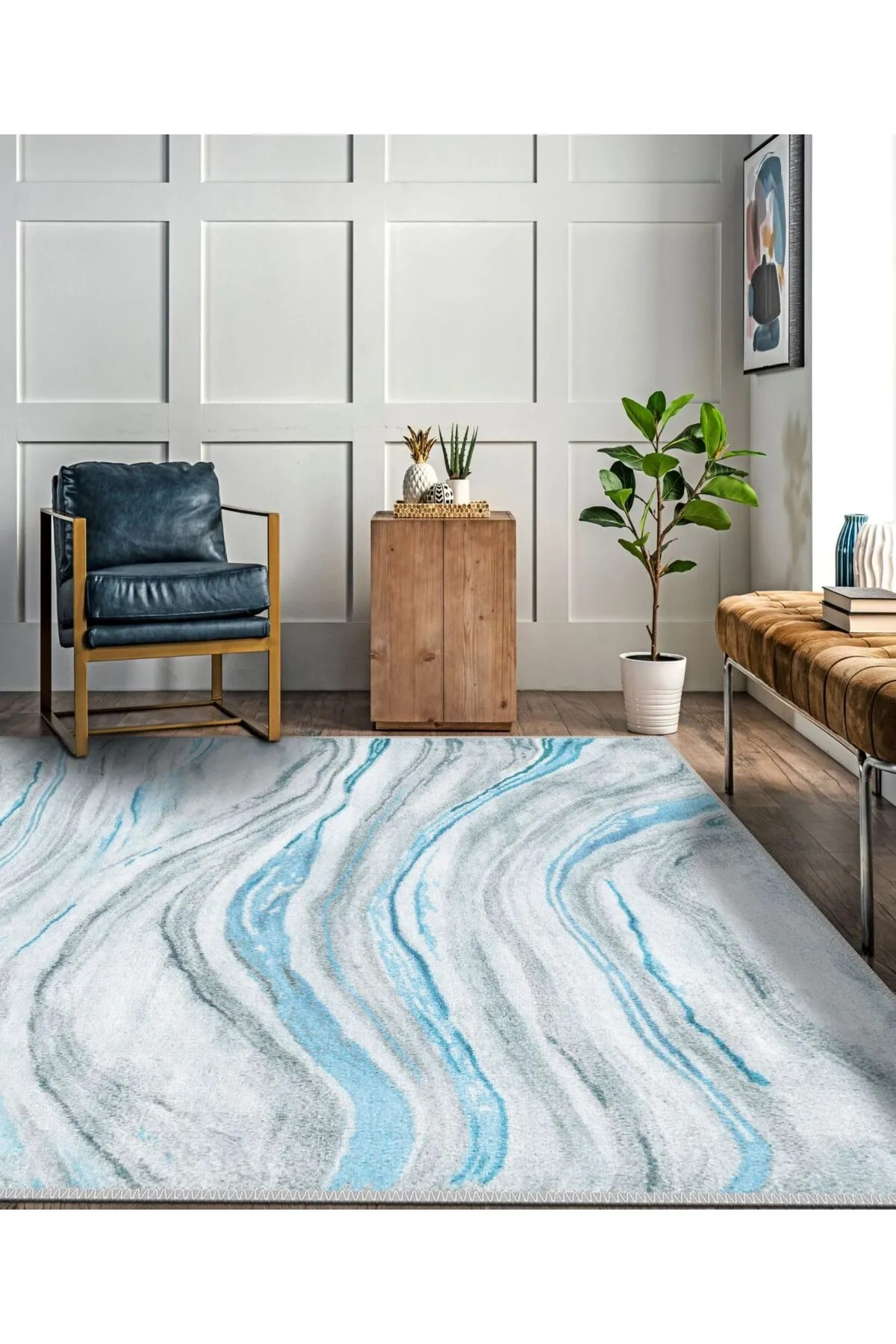 Vostena Modern Desen Kaymaz Taban Salon - Oturma Odası Halısı