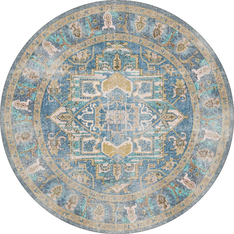 Sean Eskitme Desen Dokuma Taban Yıkanabilir Yuvarlak Halı Salon Oturma Odası Hol Antre Halısı