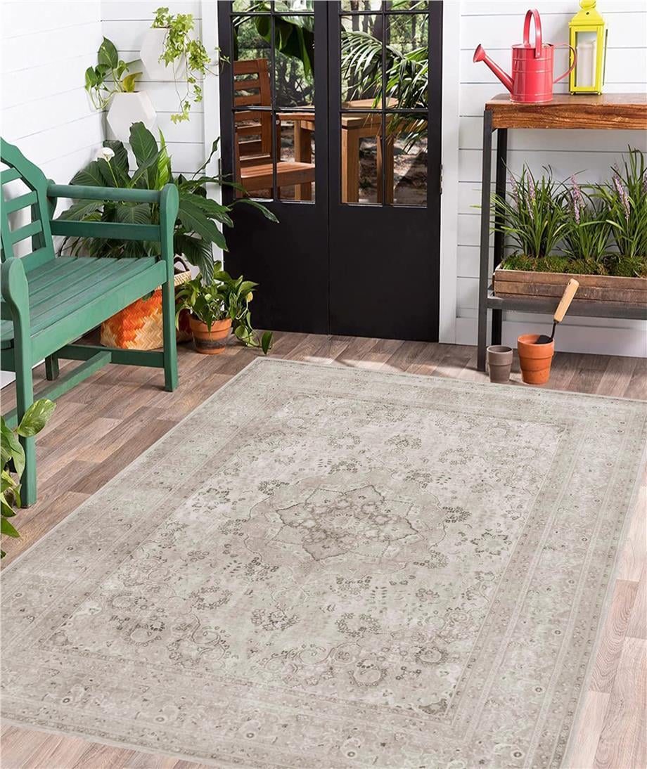 Glarus Vintage Desen Dokuma Taban Yıkanabilir Halı Salon Oturma Odası Hol Antre Halısı Yolluk