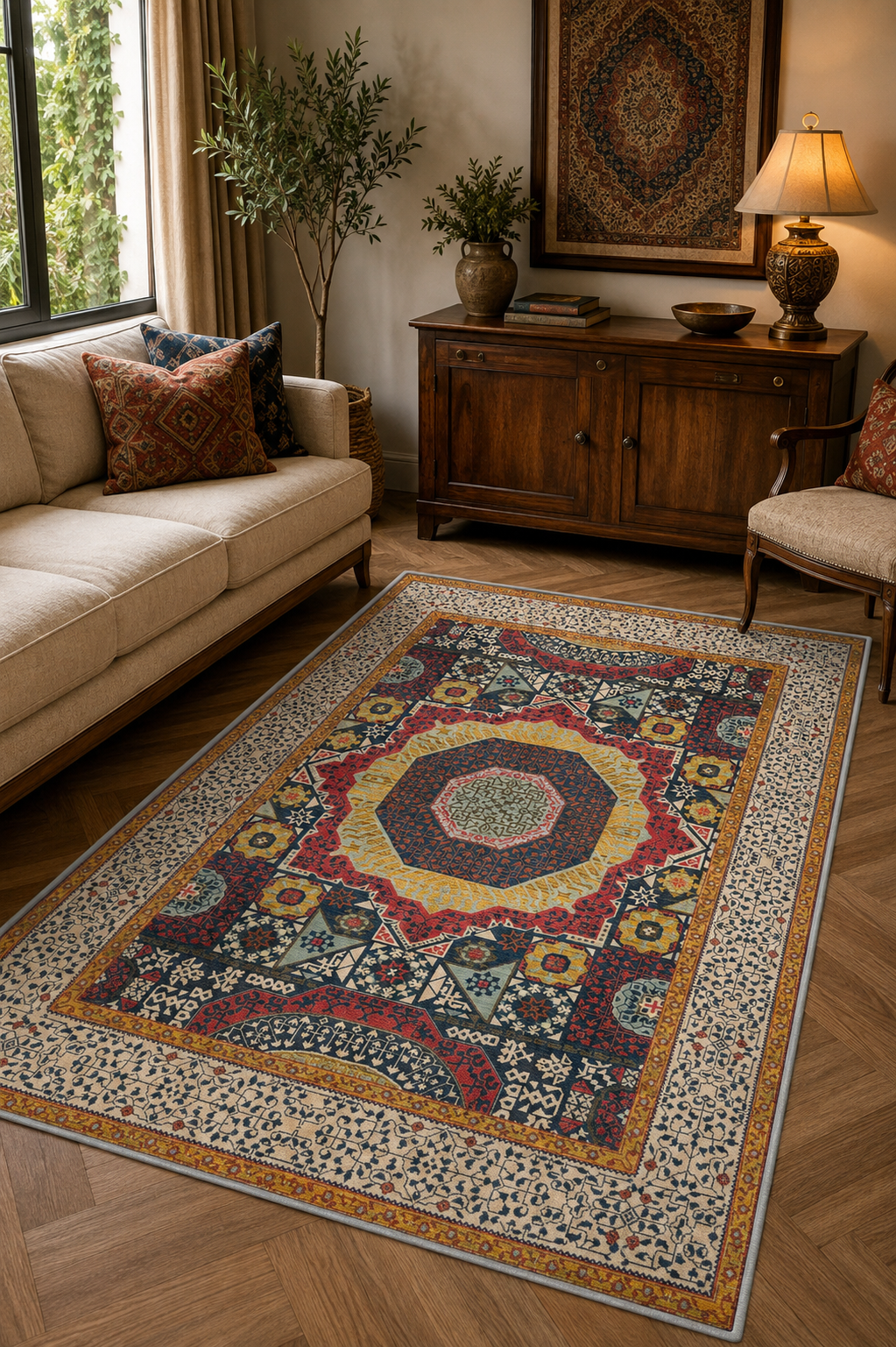 Modern Renkli Kilim Desen Dokuma Taban Salon Oturma Odası Antre Halısı Yolluk