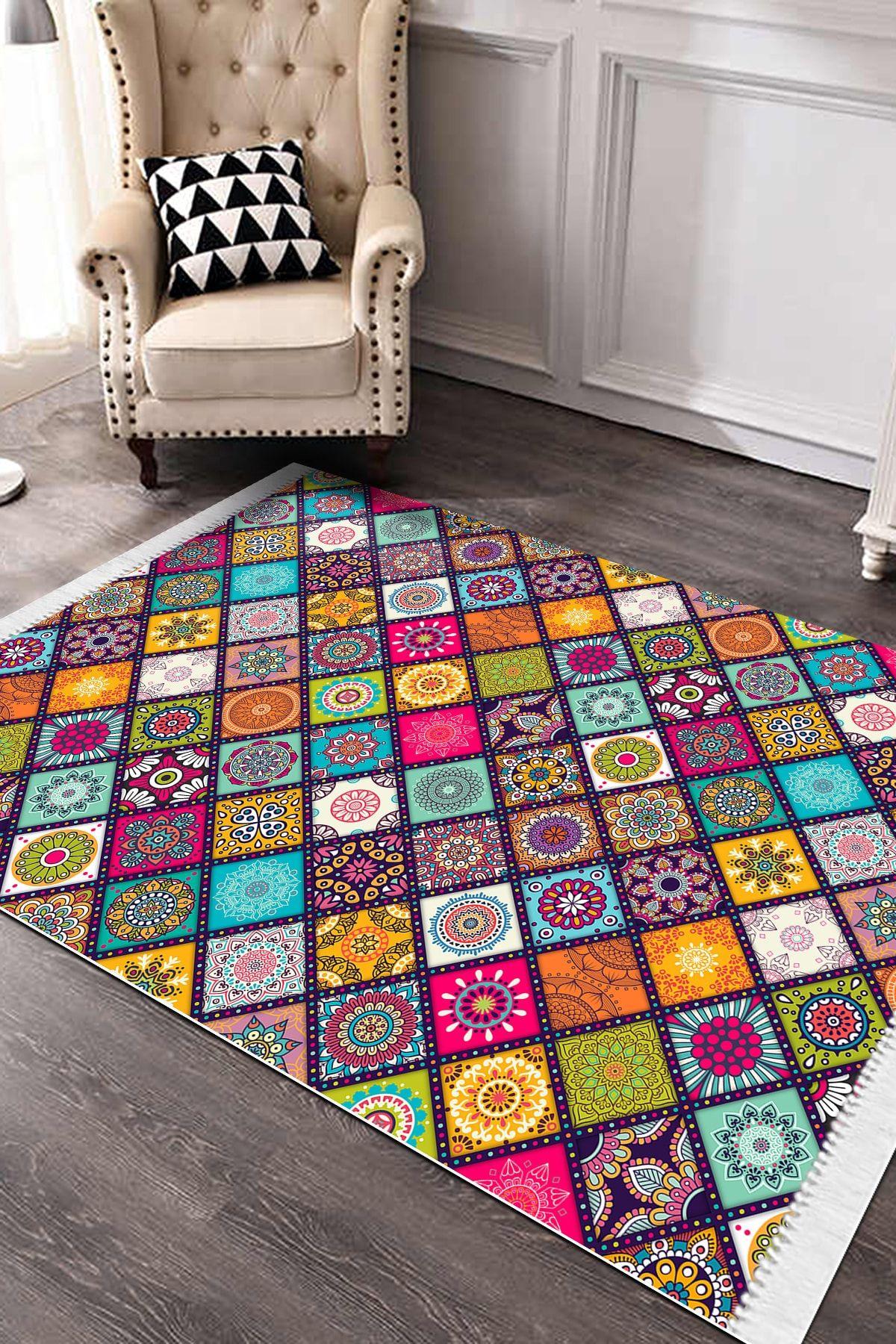 Trilmar vintage Desen Yıkanabilir  Kaymaz Taban Salon - Oturma Odası Halısı