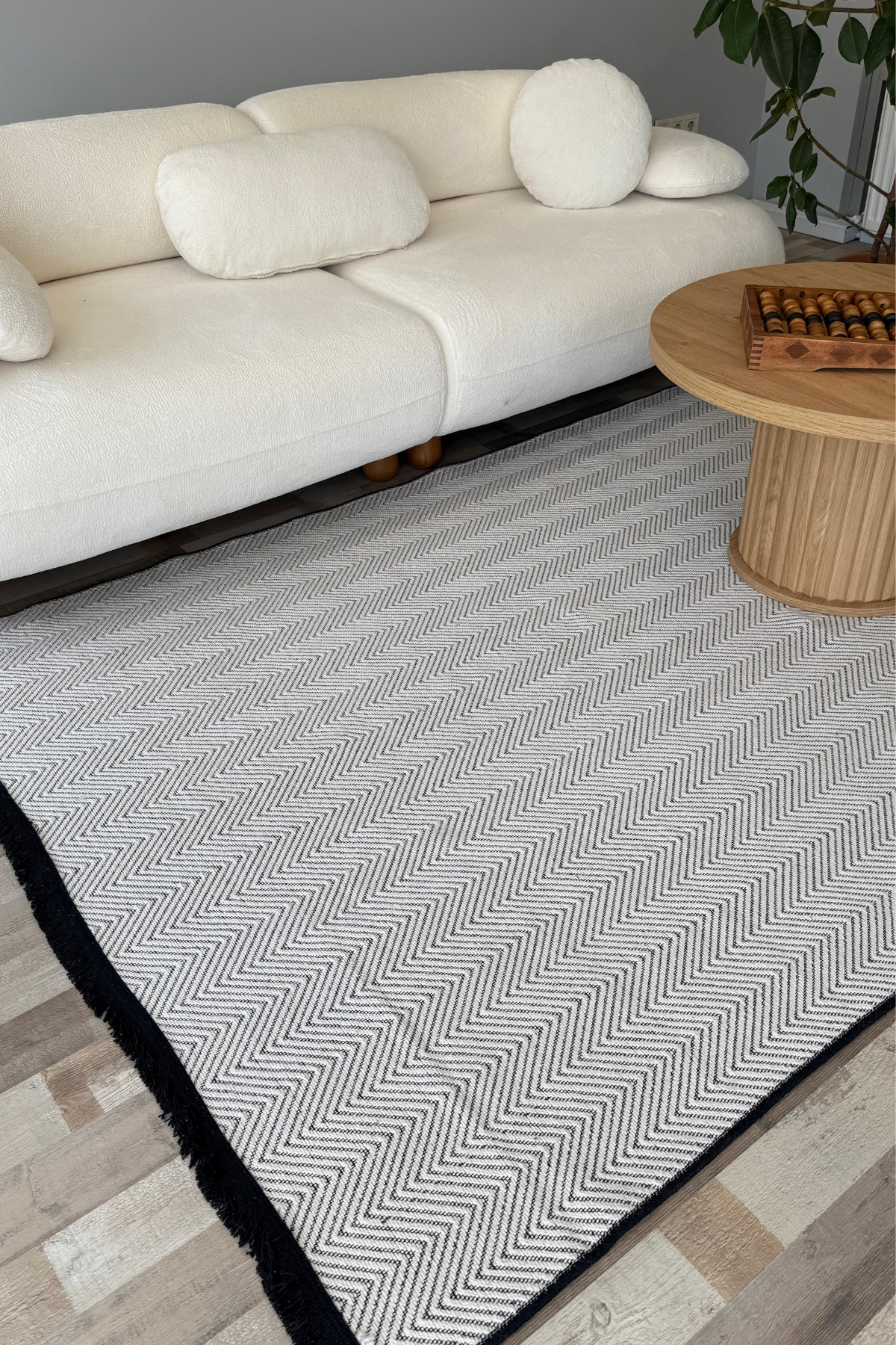 Pera Sisal Yıkanabilir Dokuma Kaymaz Taban Beyaz Halı Yolluk Kilim 
