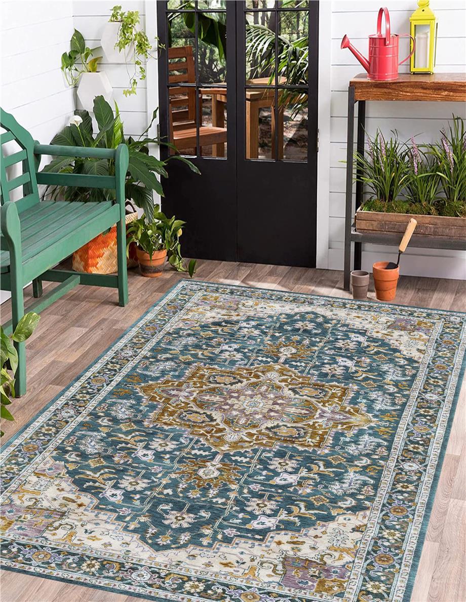 Klasik Vintage Desen Dokuma Taban Yıkanabilir Halı Salon Oturma Odası Hol Antre Halısı Yolluk