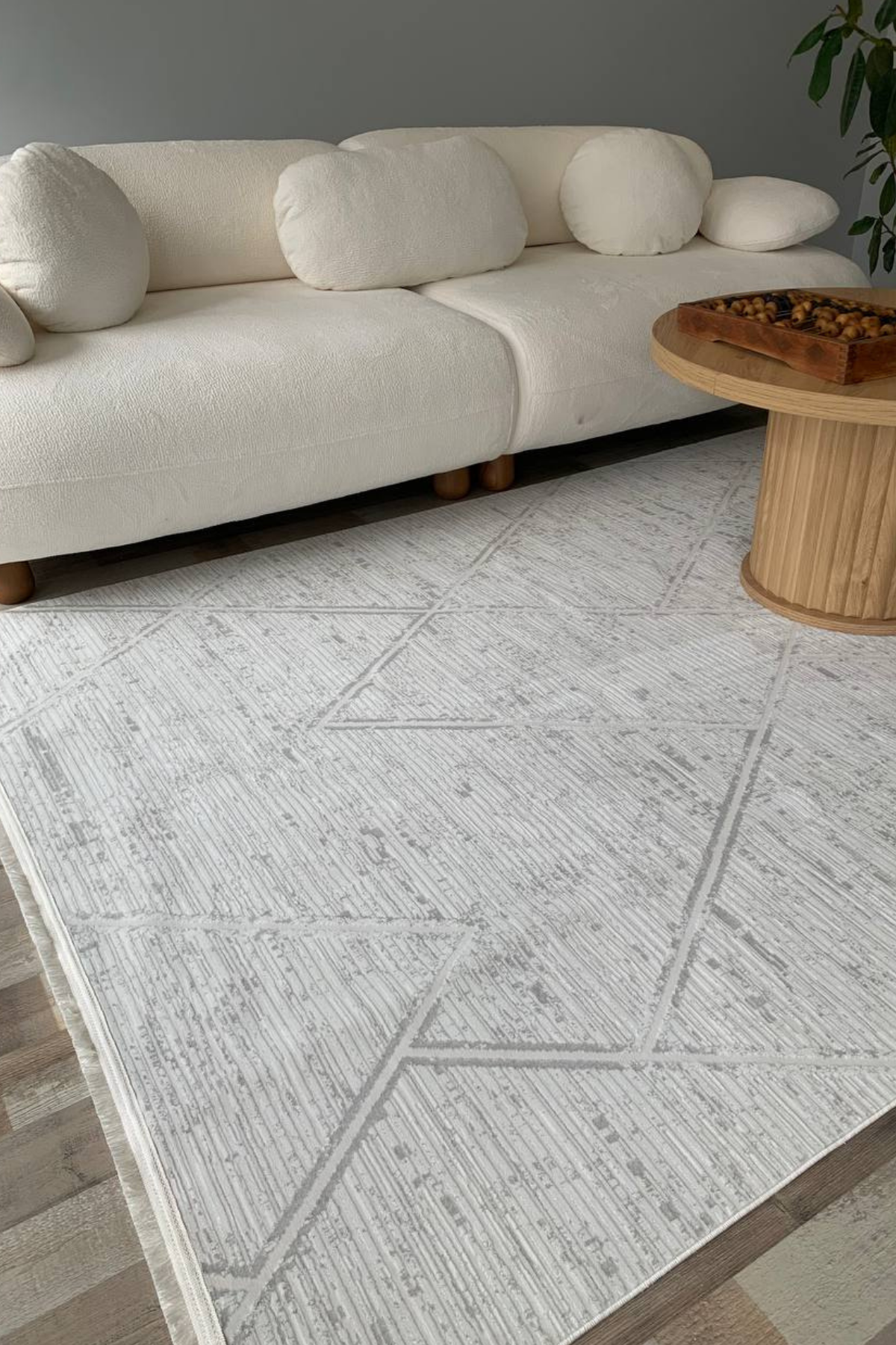 Herat Yıkanabilir Dokuma Kaymaz Taban Beyaz Halı Yolluk Kilim - HR070
