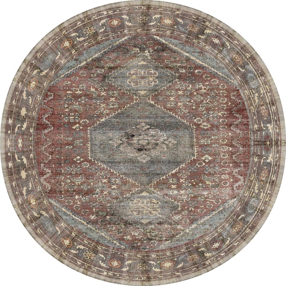 Eskitme Desen Dokuma Taban Yıkanabilir Yuvarlak Halı Salon Oturma Odası Hol Antre Halısı