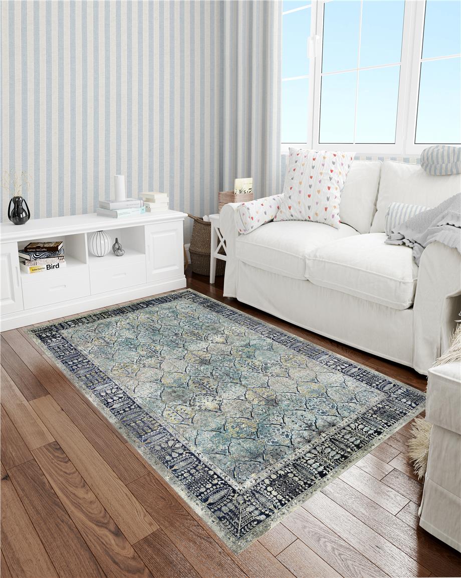 Gizma Vintage Eskitme Desen Dokuma Taban Yıkanabilir Halı Salon Oturma Odası Hol Antre Halısı Yolluk