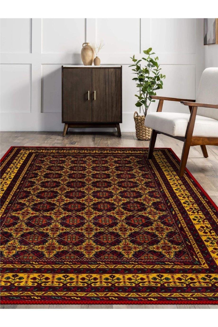 Wiltra Afgan Desen Yıkanabilir Eko Salon - Oturma Odası Halısı