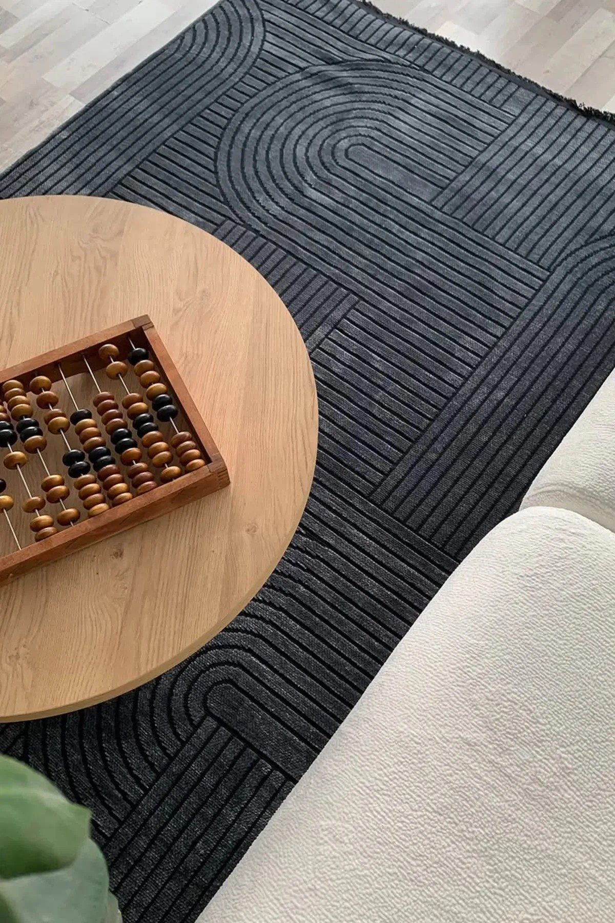 Akça Modern Tasarım Yıkanabilir Dokuma Kaymaz Taban Halı Yolluk Kilim Antrasit