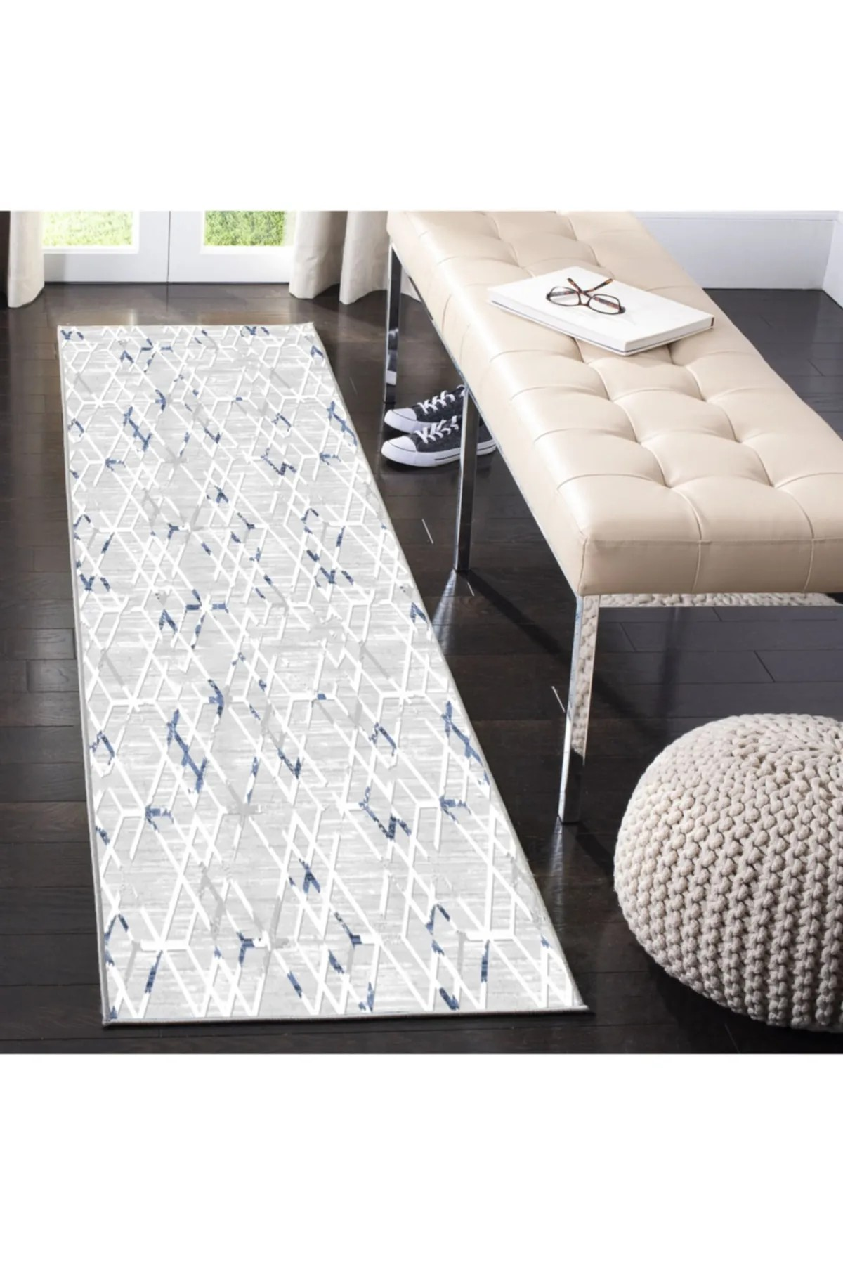 Nivrax Modern Desen Kaymaz Taban Salon - Oturma Odası Halısı , Yolluk