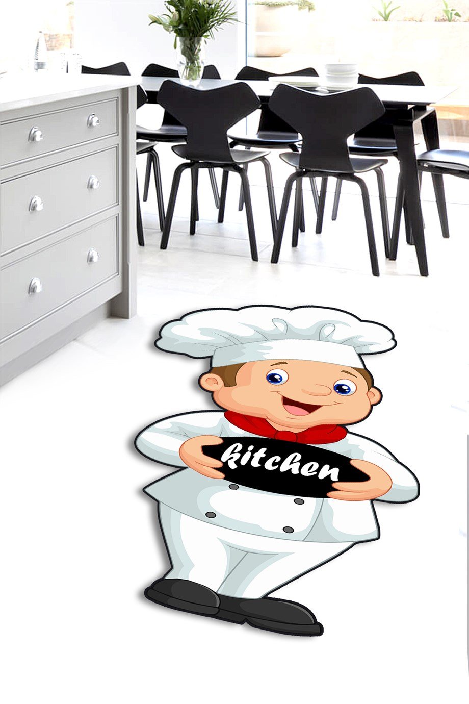 Kaymaz Tabanlı Makinede Yıkanabilir Mutfak Halısı