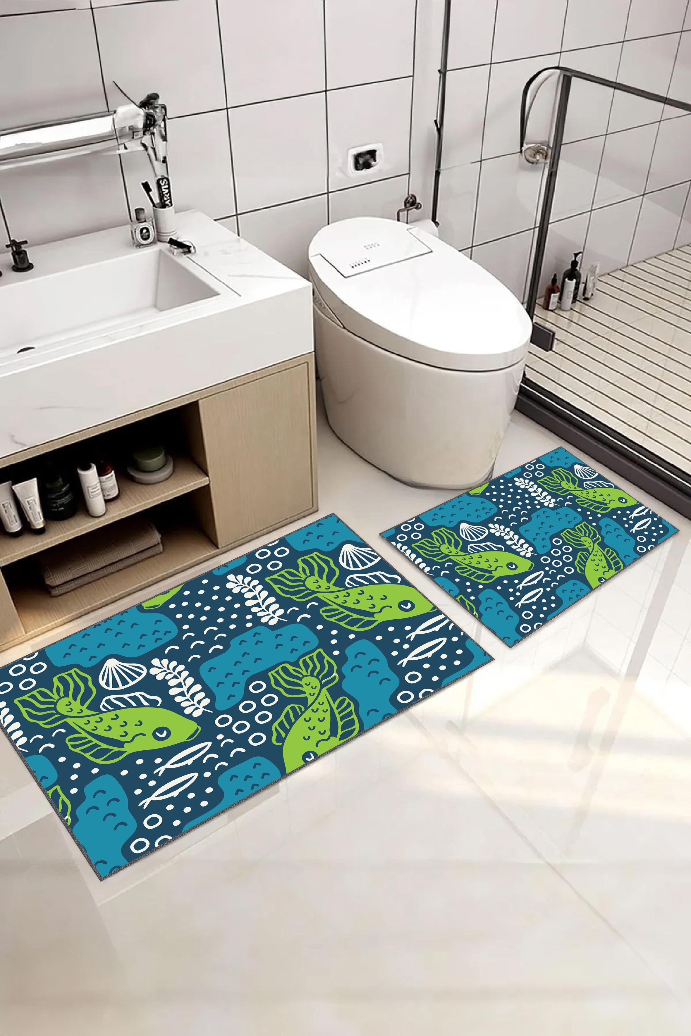 Modern Yıkanabilir 2li Banyo Halısı Paspas
