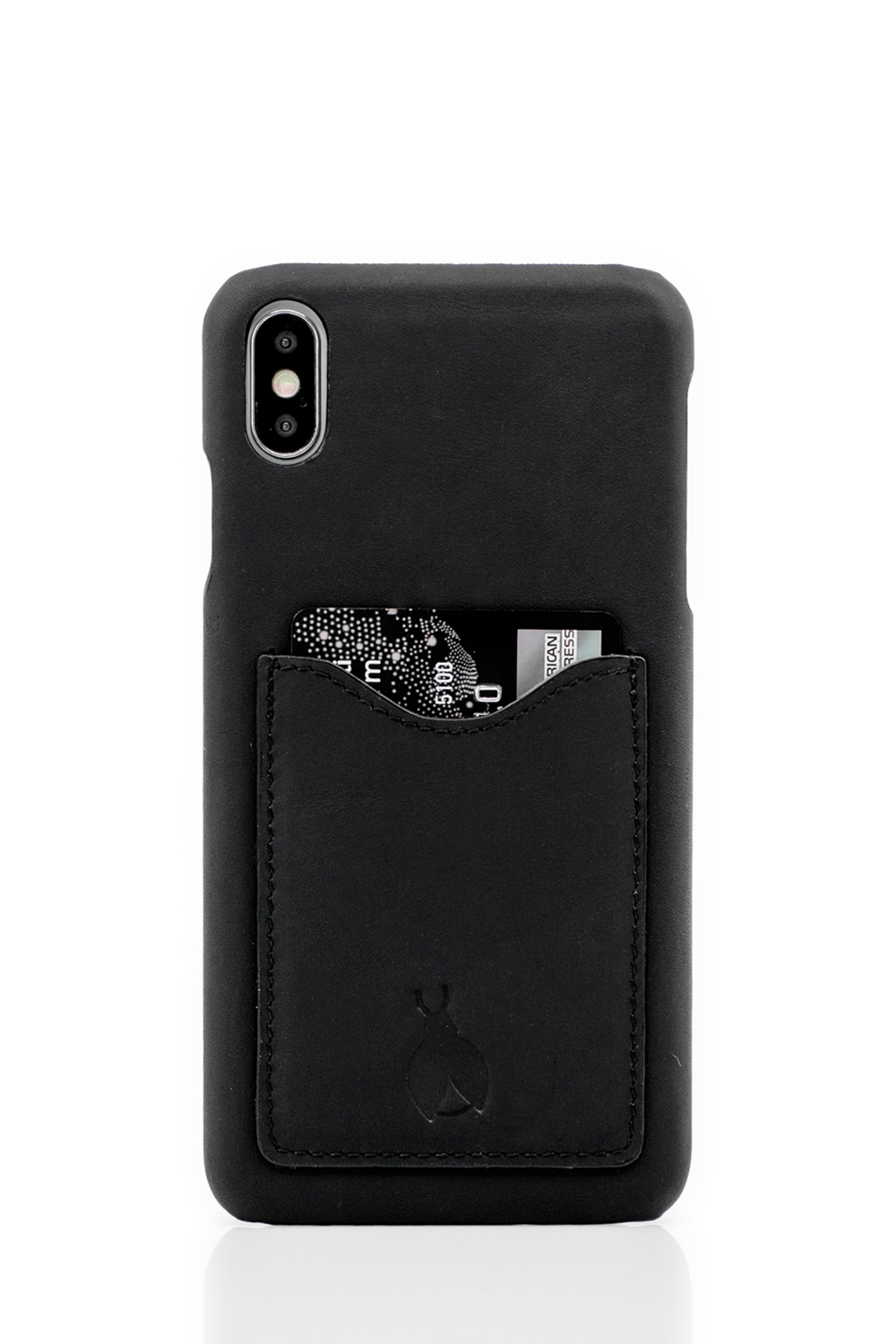 Gerçek Deri (Napa) Kredi Kartlı iPhone Kılıf - Siyah
