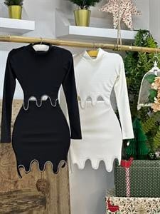 Likralı Kaşkorse Kumaş Taş Dizayn İkili Takım  Beyaz