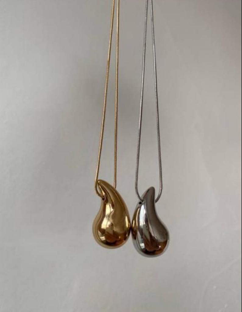 Altın Kaplama Çelik Büyük Damla Kolye