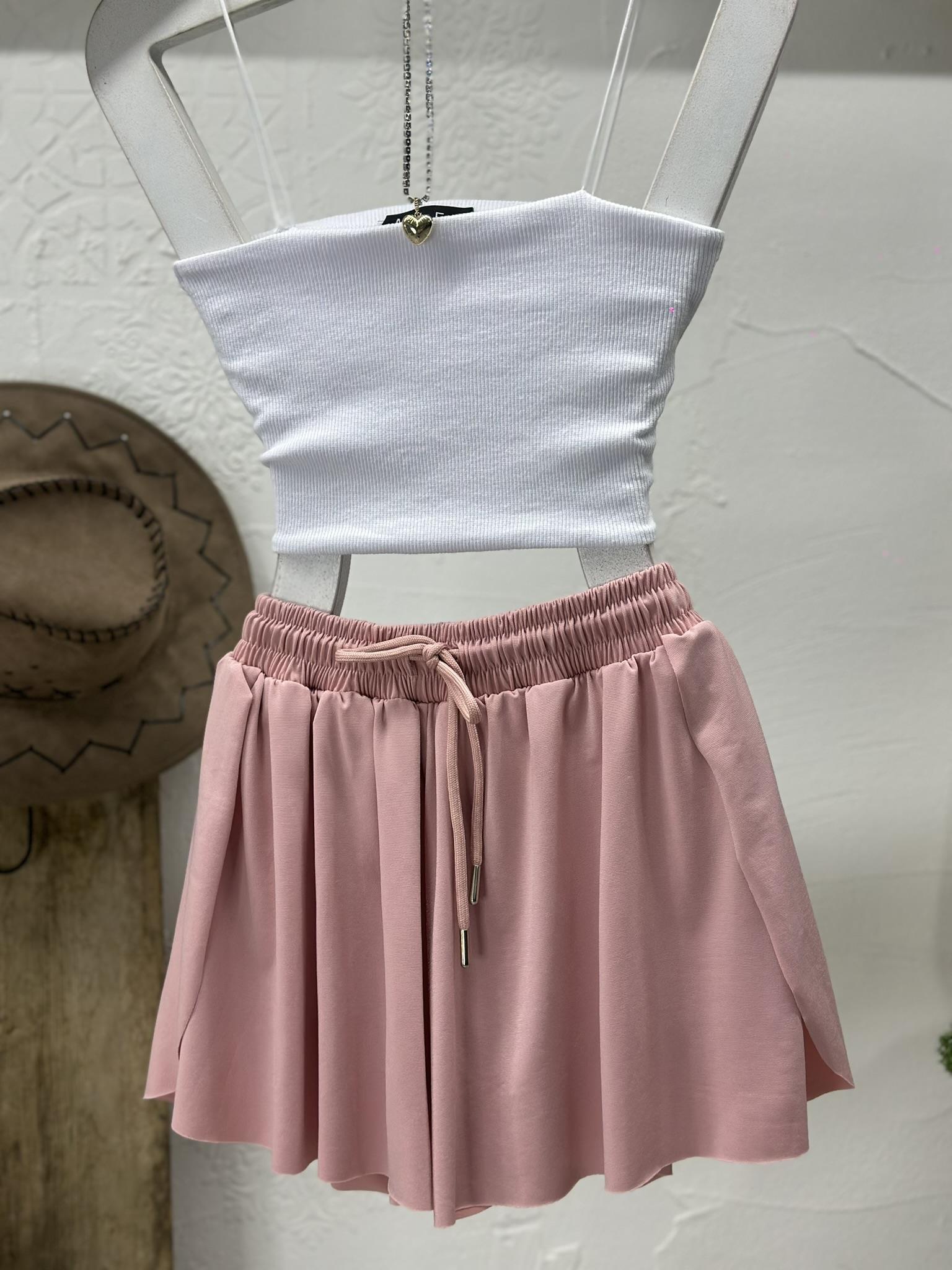 Astarlı Bağcıklı Mini Şort Etek