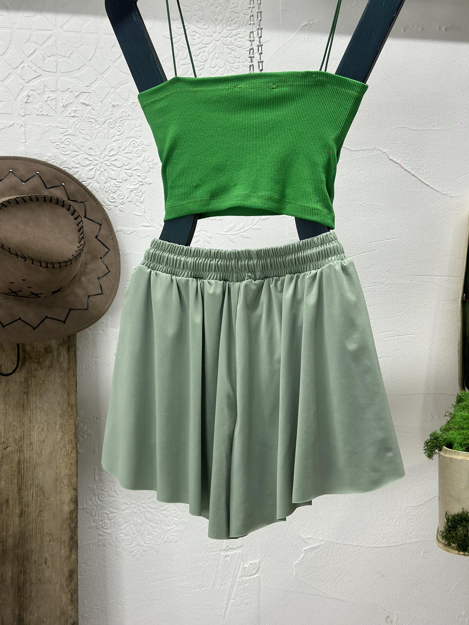 Astarlı Bağcıklı Mini Şort Etek