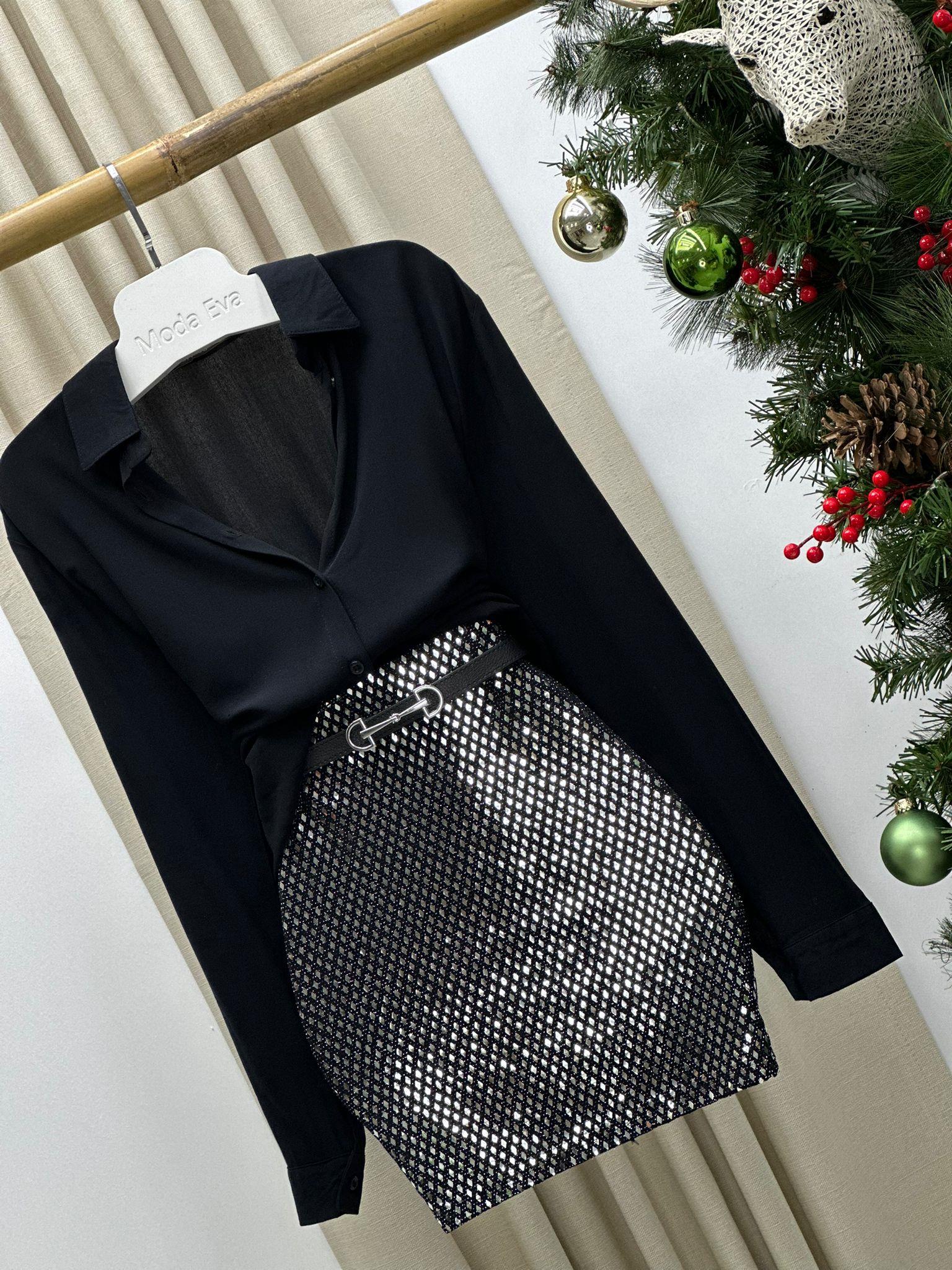 Ayna Payet Beli Lastikli Astarlı Likralı Mini Etek 