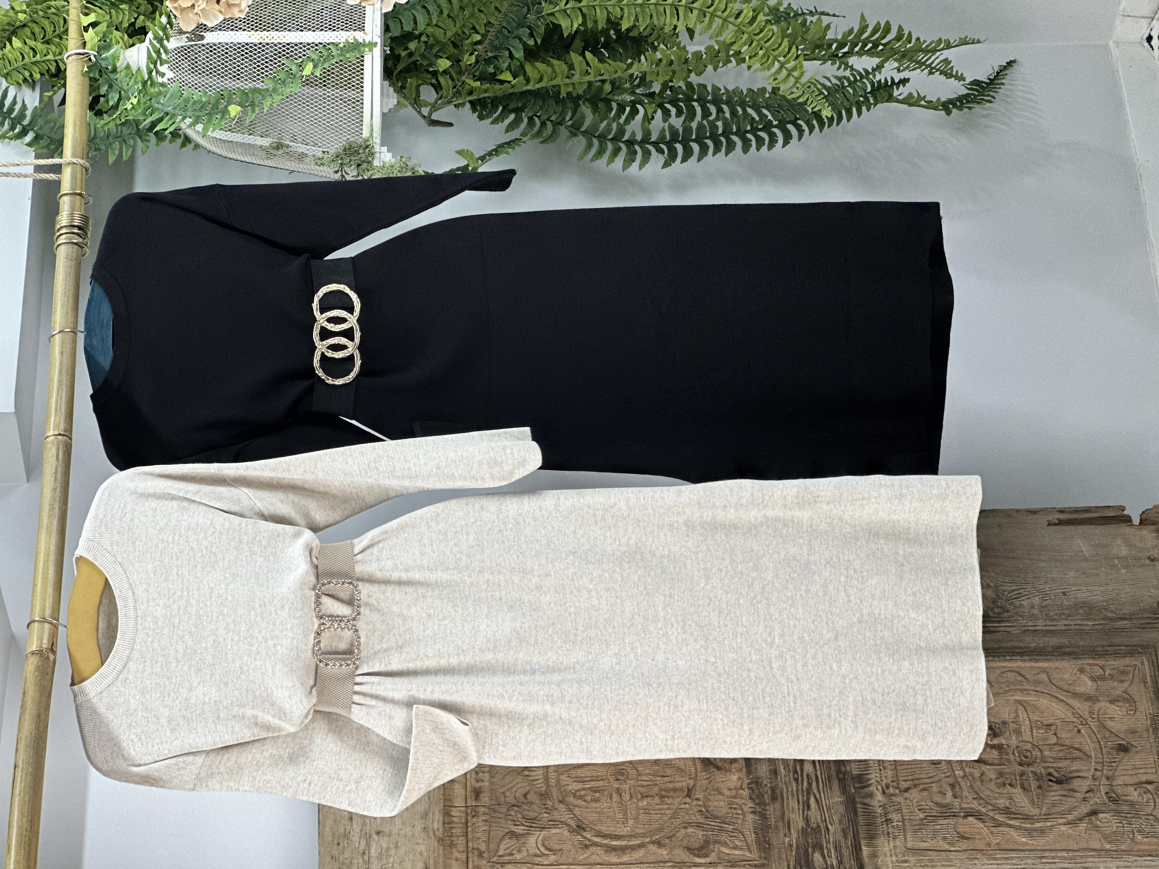 Bisiklet Yaka Rahat Kalıp Basic Uzun Triko Elbise