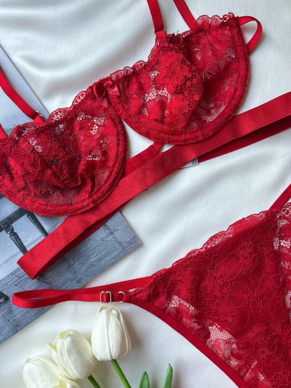 Çiçek Desen Biye Detay Balenli Tül Sütyen Takım