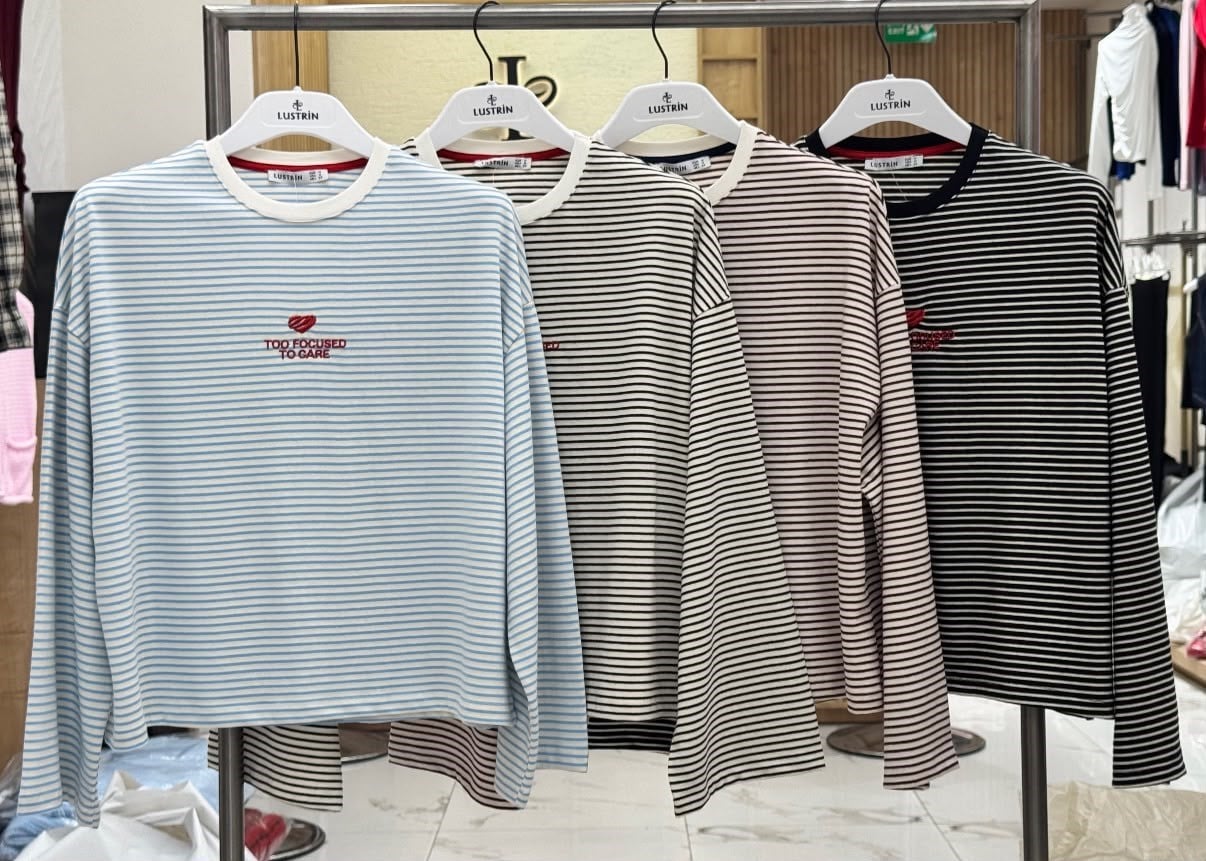 Çizgi Desen Nakışlı Süprem T-shirt Bebe Mavisi