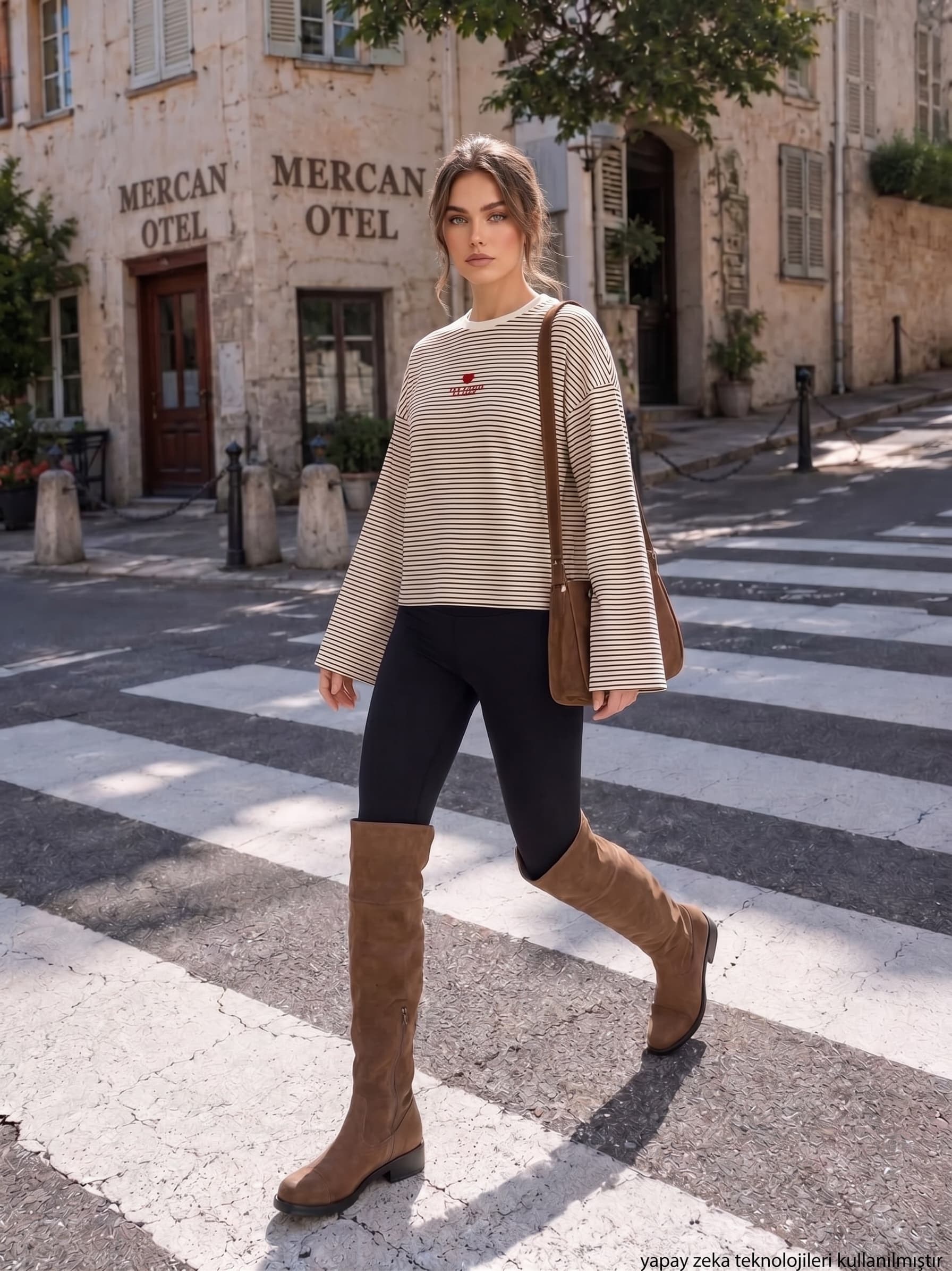Çizgi Desen Nakışlı Süprem T-shirt Beyaz