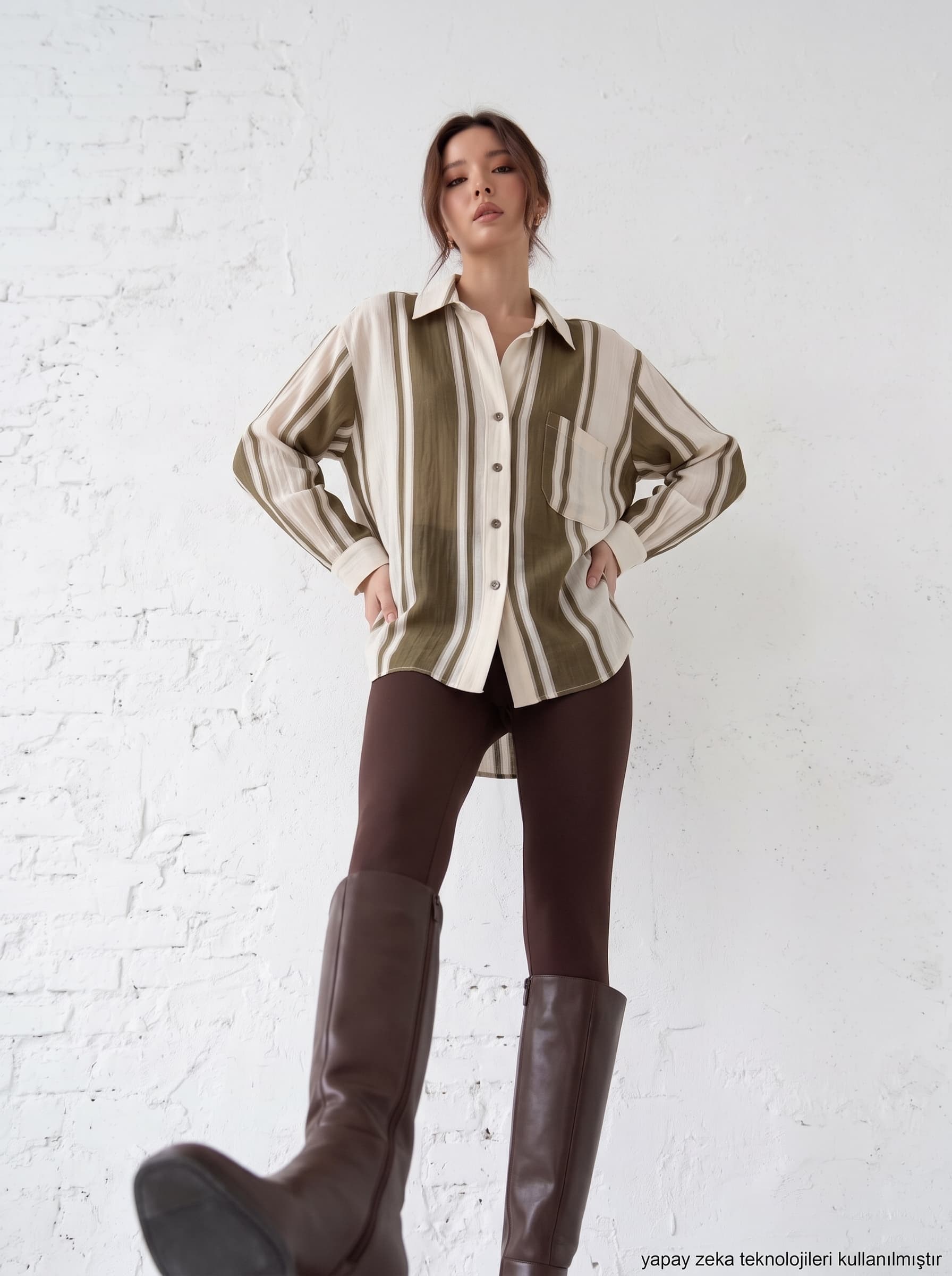 Çizgili Oversize Gömlek
