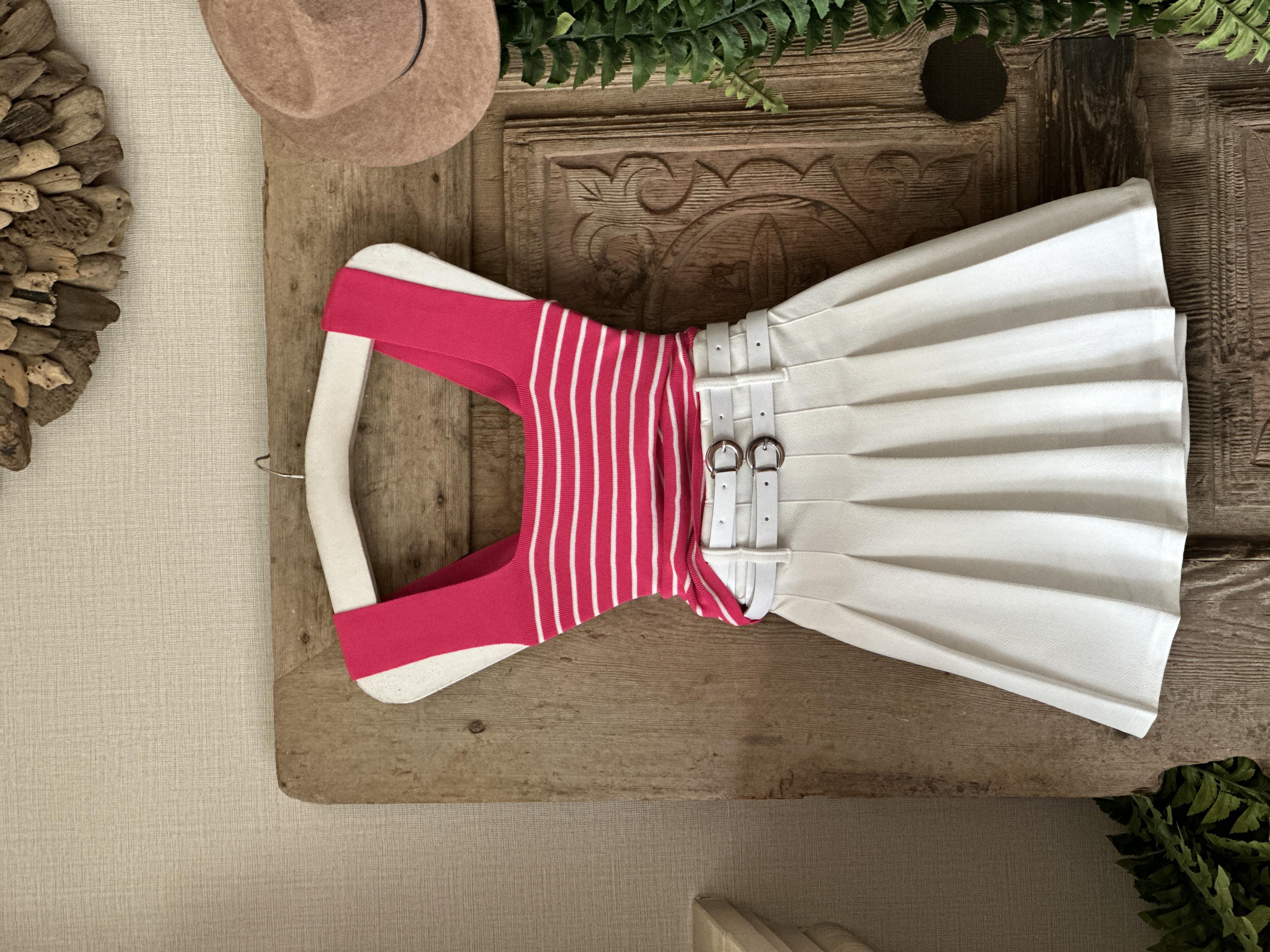 Crep Dokuma Kumaş Çift Kemerli Pileli Mini Etek