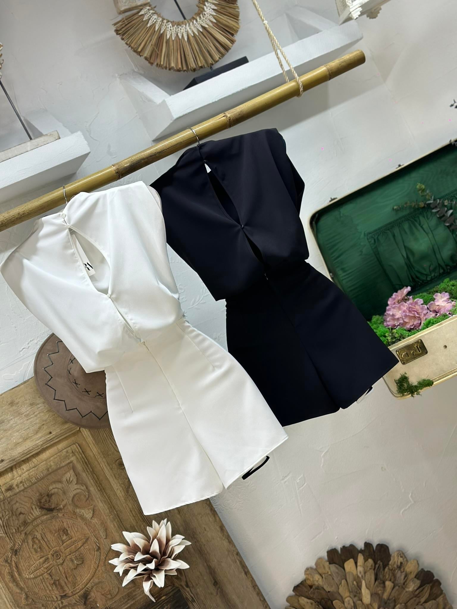 Crep Kumaş Biye Detay Şort Tulum