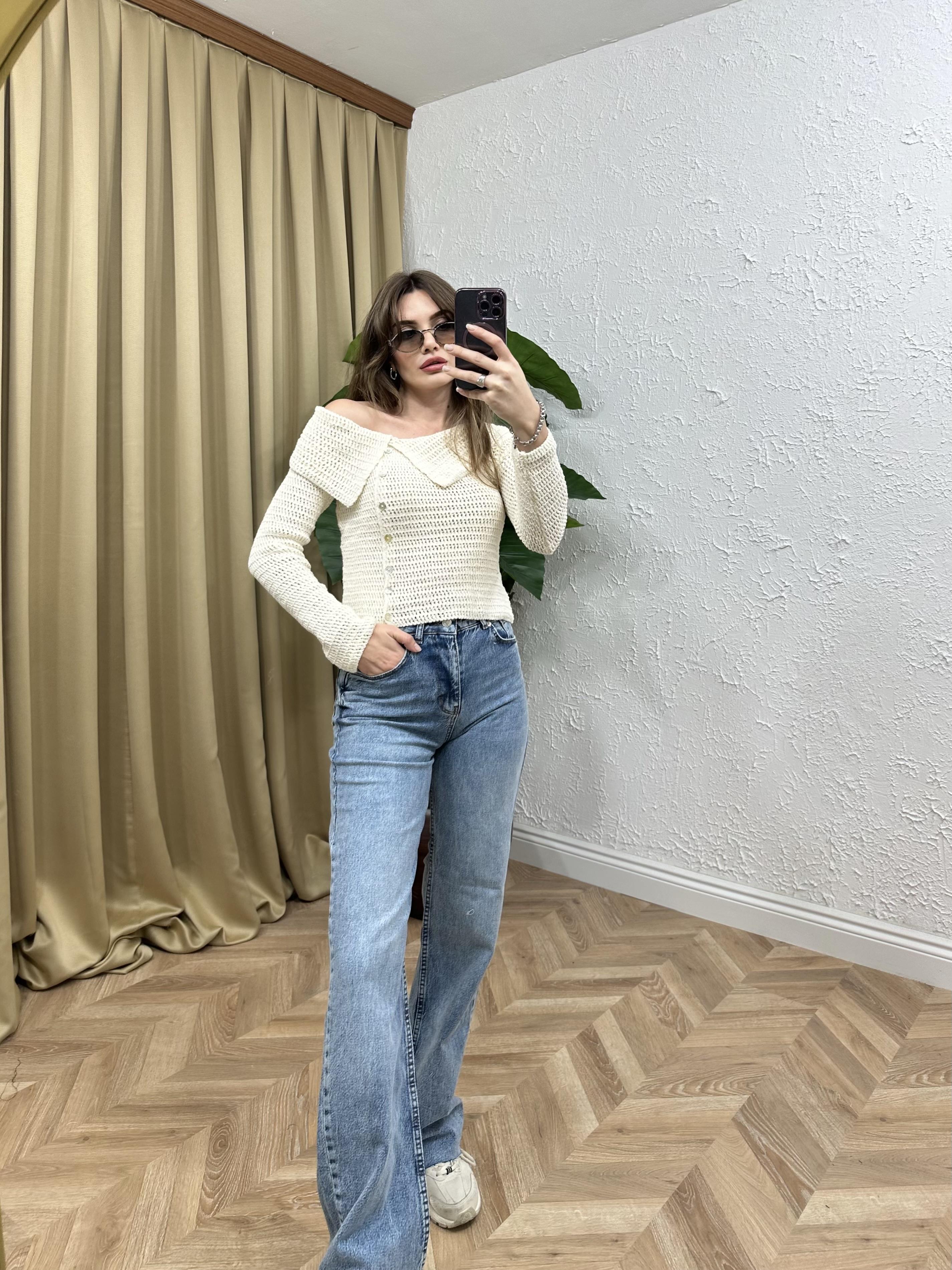 Düşük Omuz Ajur Desen Hırka