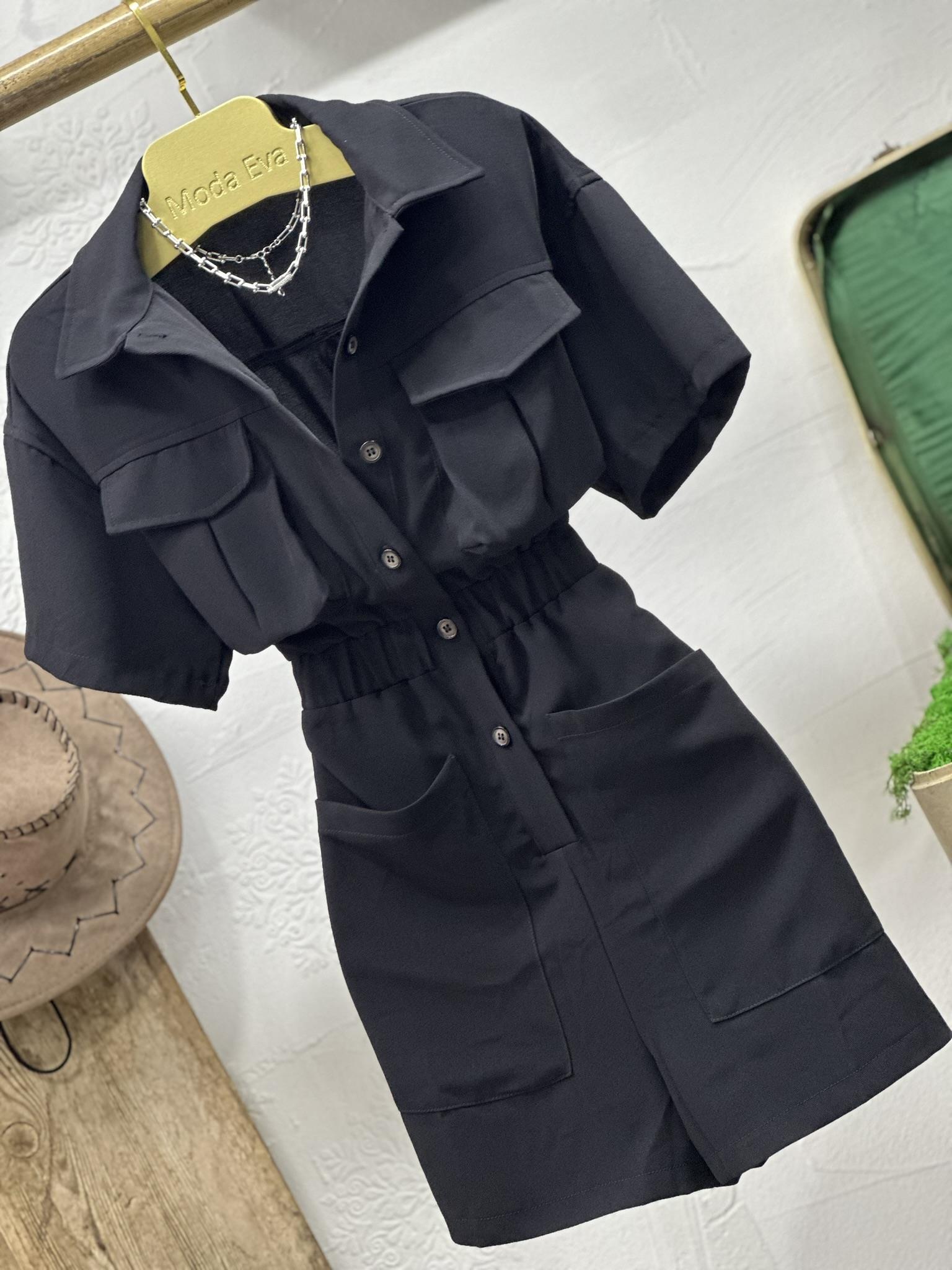 Gabardin Kumaş Torba Cep Detaylı Safari Şort Tulum 