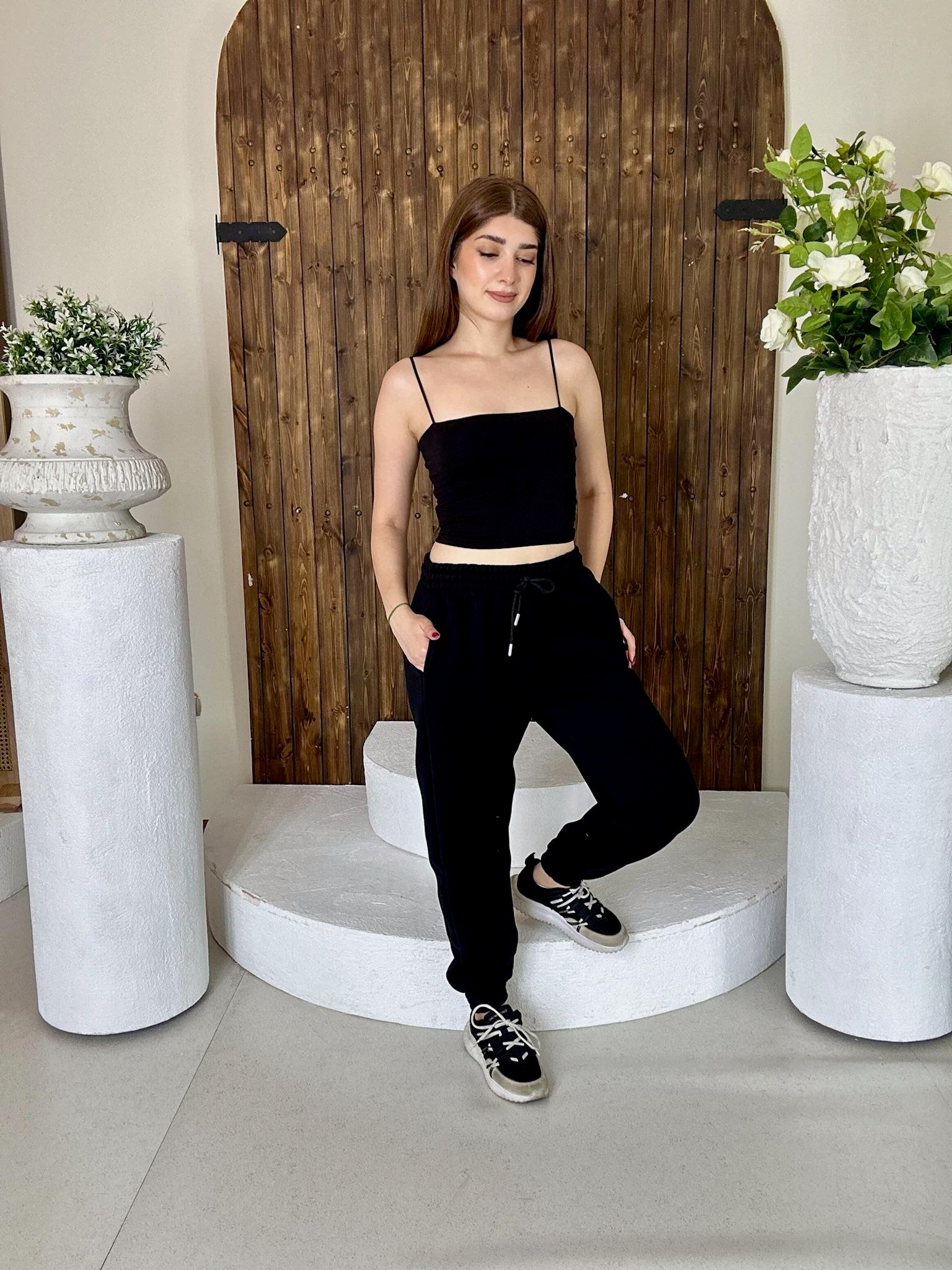 İki İplik Jogger Eşofman Altı Siyah