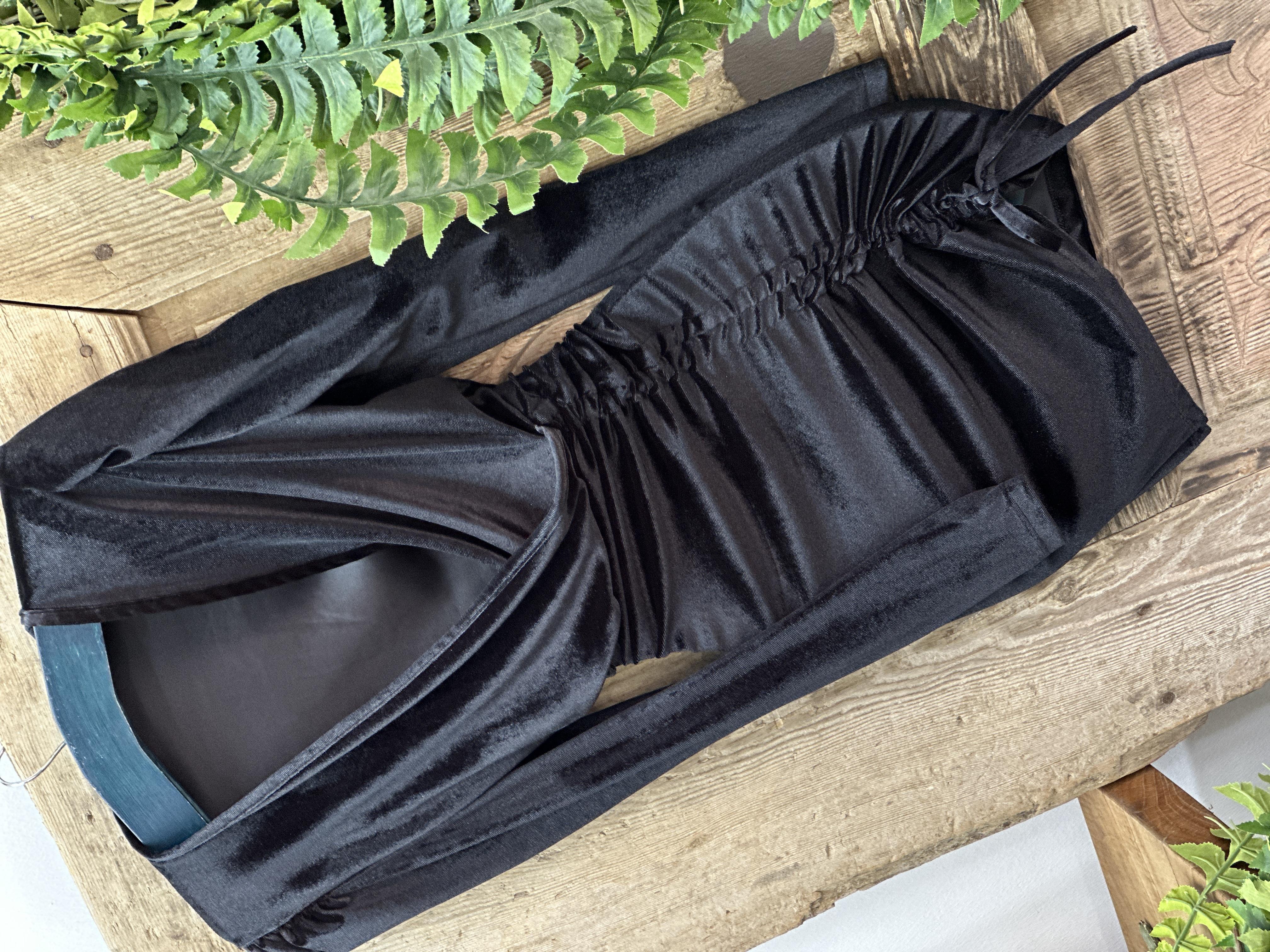 İnci Kadife Kumaş Kruvaze Yaka Önü Asansör Büzgülü Elbise 