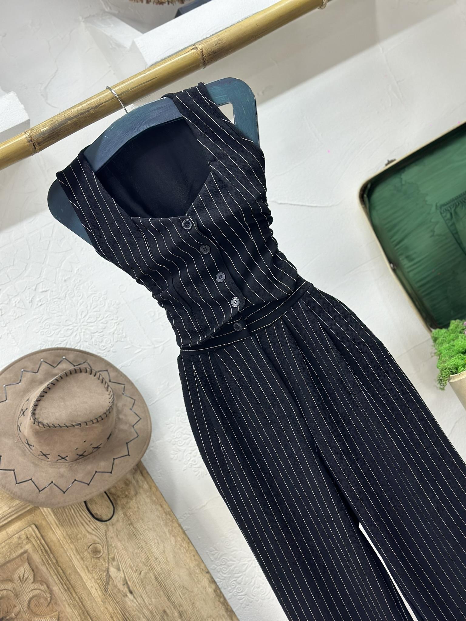 İthal Örme Crep Kumaş Çizgi Desen Palazzo Pantolon