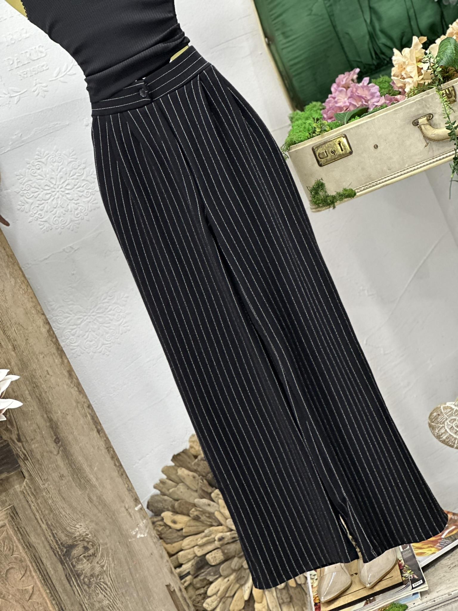 İthal Örme Crep Kumaş Çizgi Desen Palazzo Pantolon