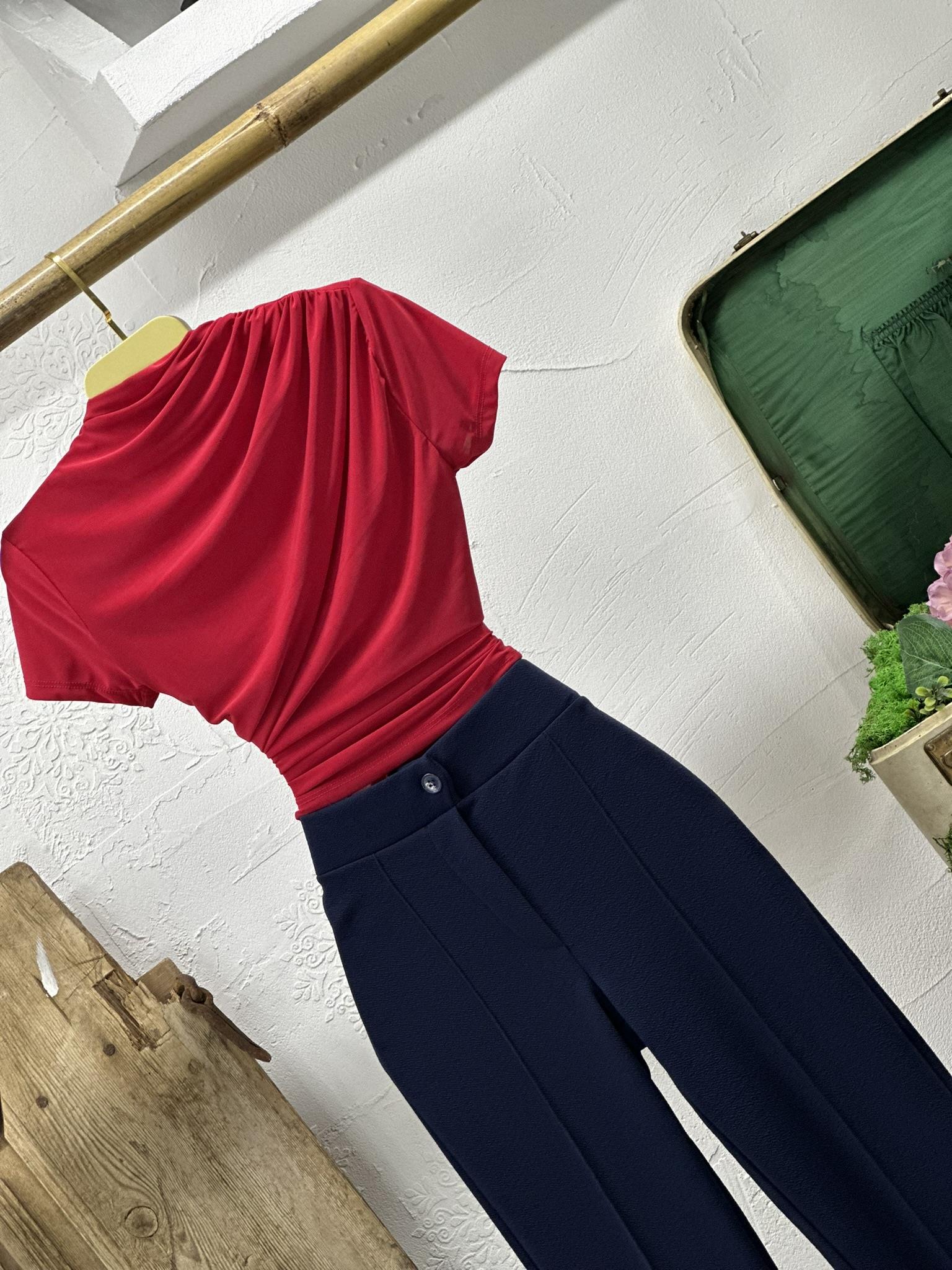 İthal Örme Crep Kumaş Toparlayıcı Likralı Yüksek Bel Pantolon