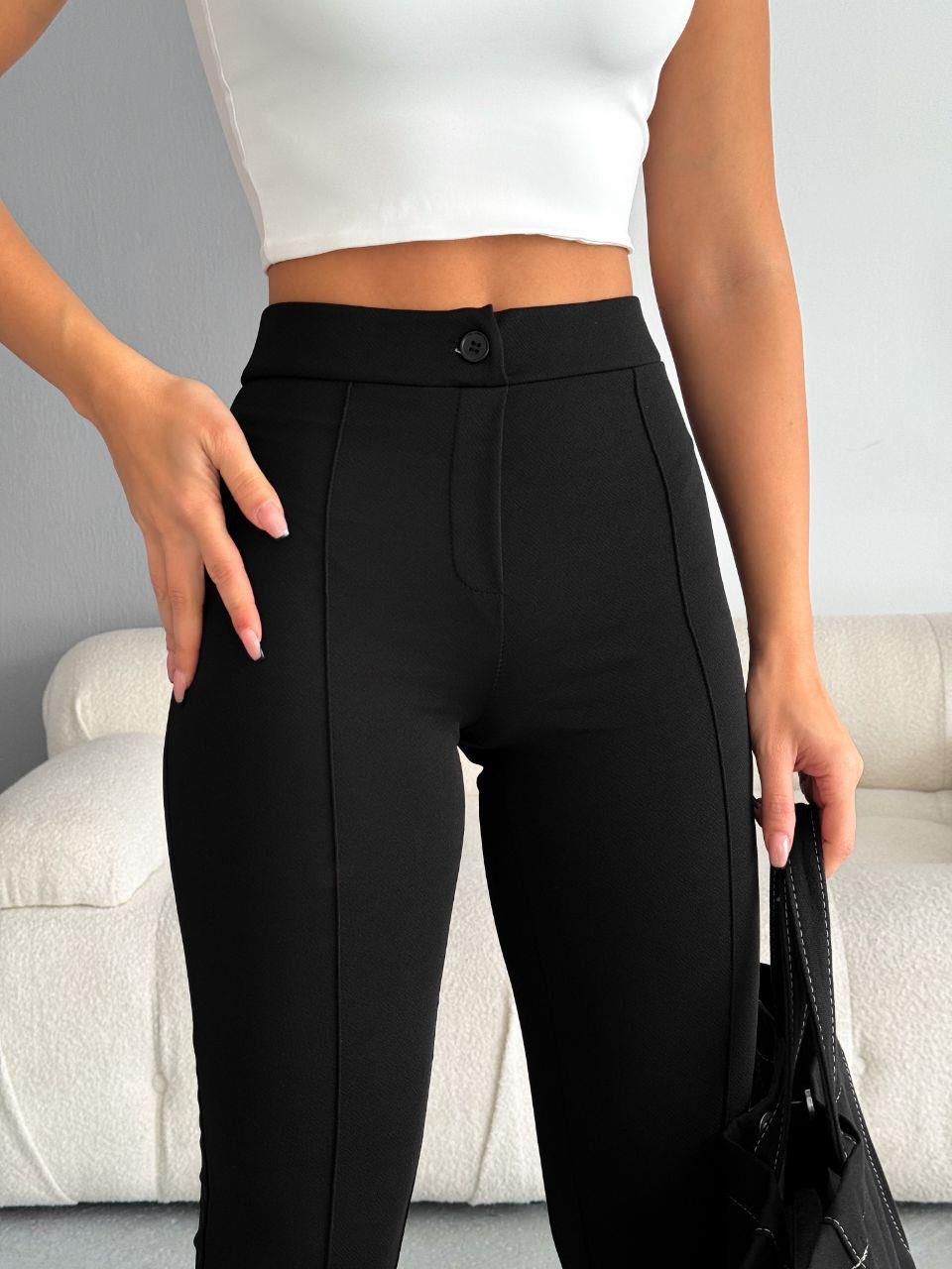 İthal Örme Crep Kumaş Toparlayıcı Likralı Yüksek Bel Pantolon