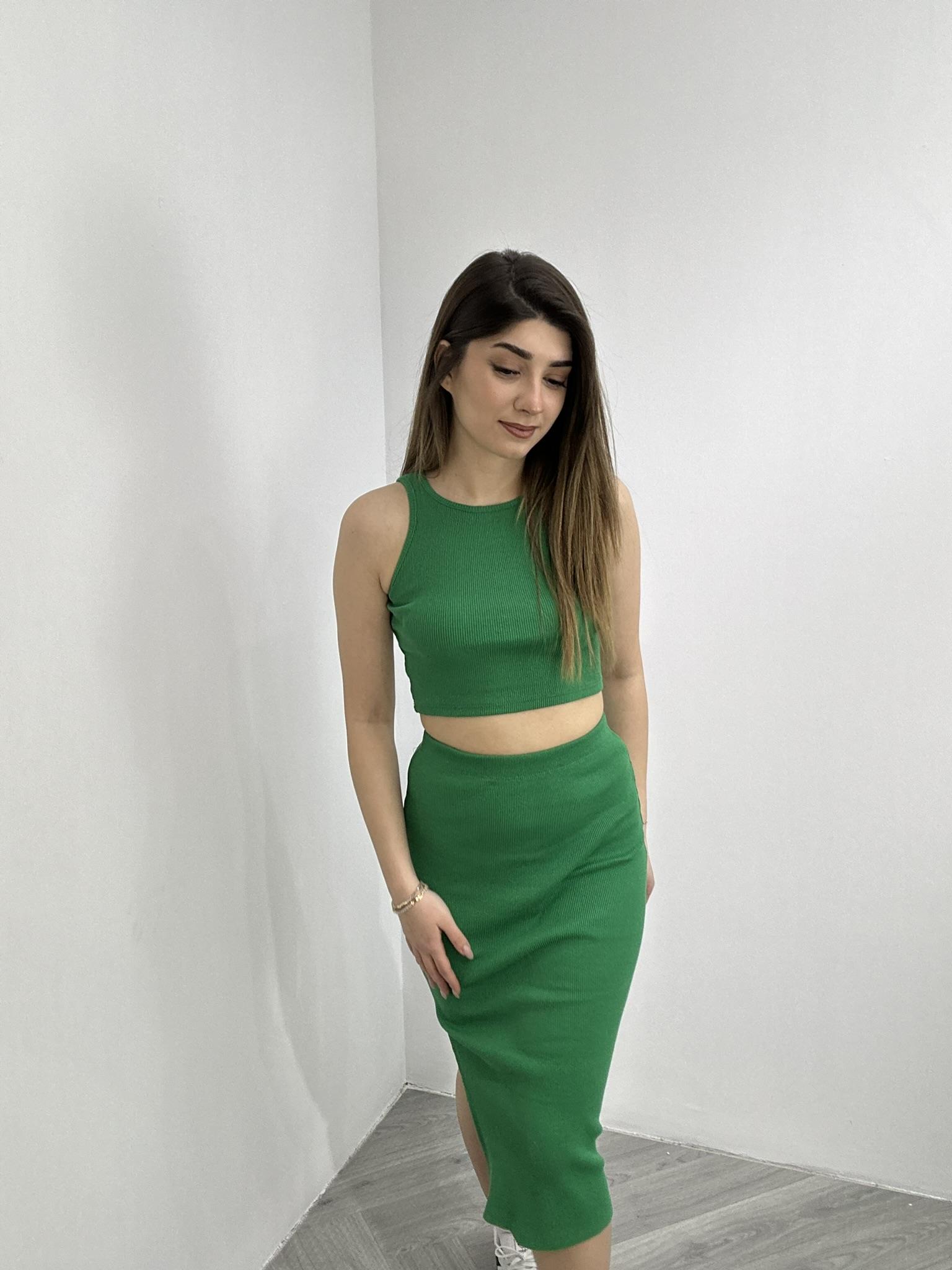 Kaşkorse Kumaş Eteği Yan Yırtmaçlı İkili Takım 