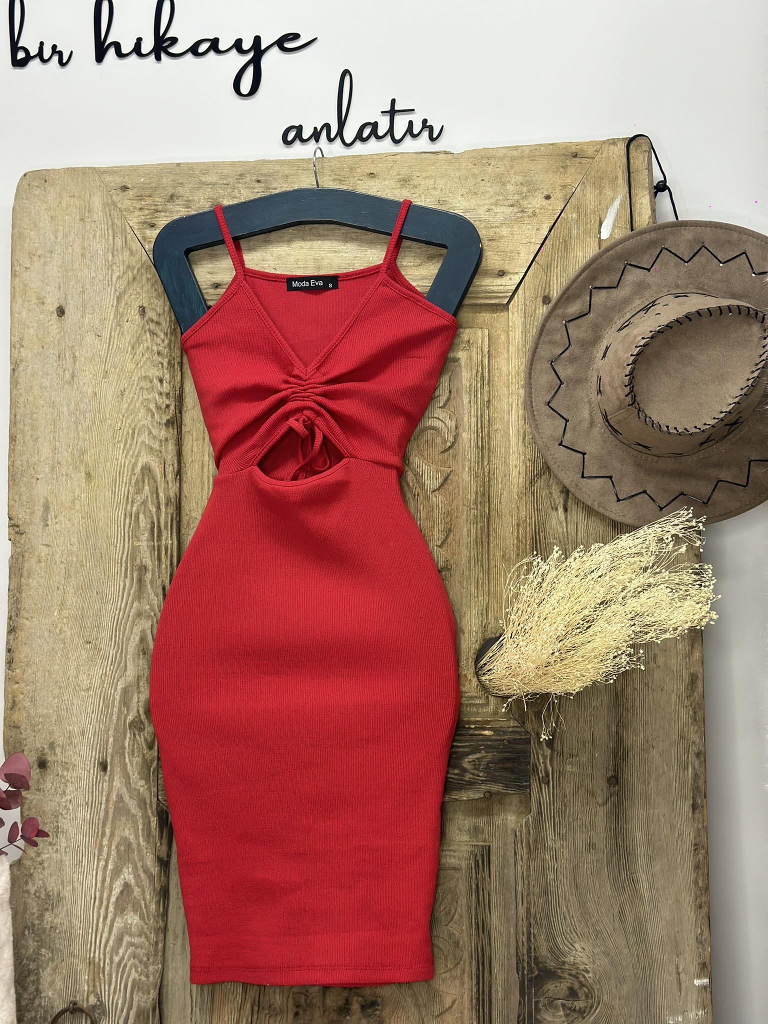 Kaşkorse Kumaş Göğüs Büzgülü Likralı Elbise