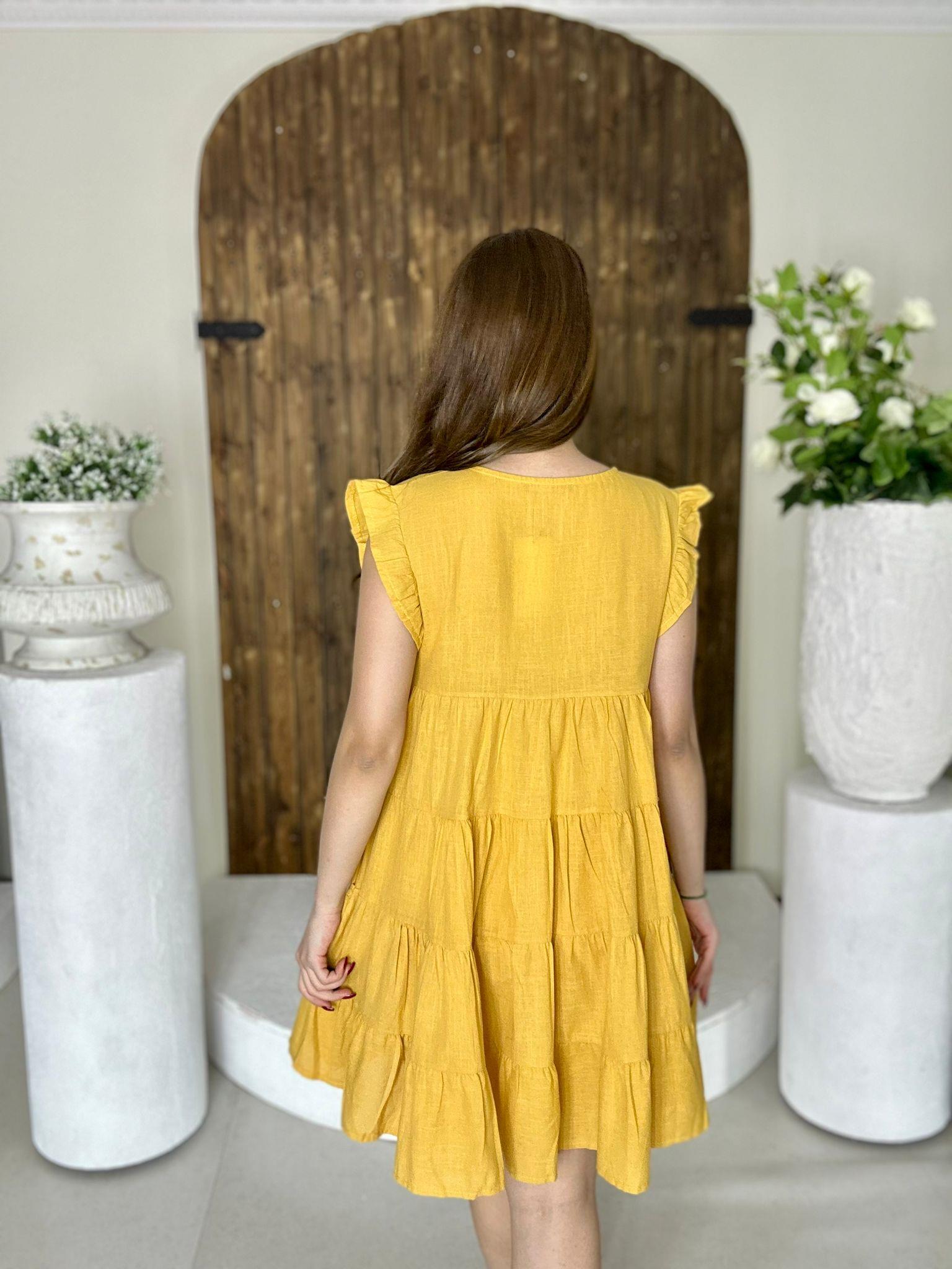 Keten Kumaş Rahat Elbise