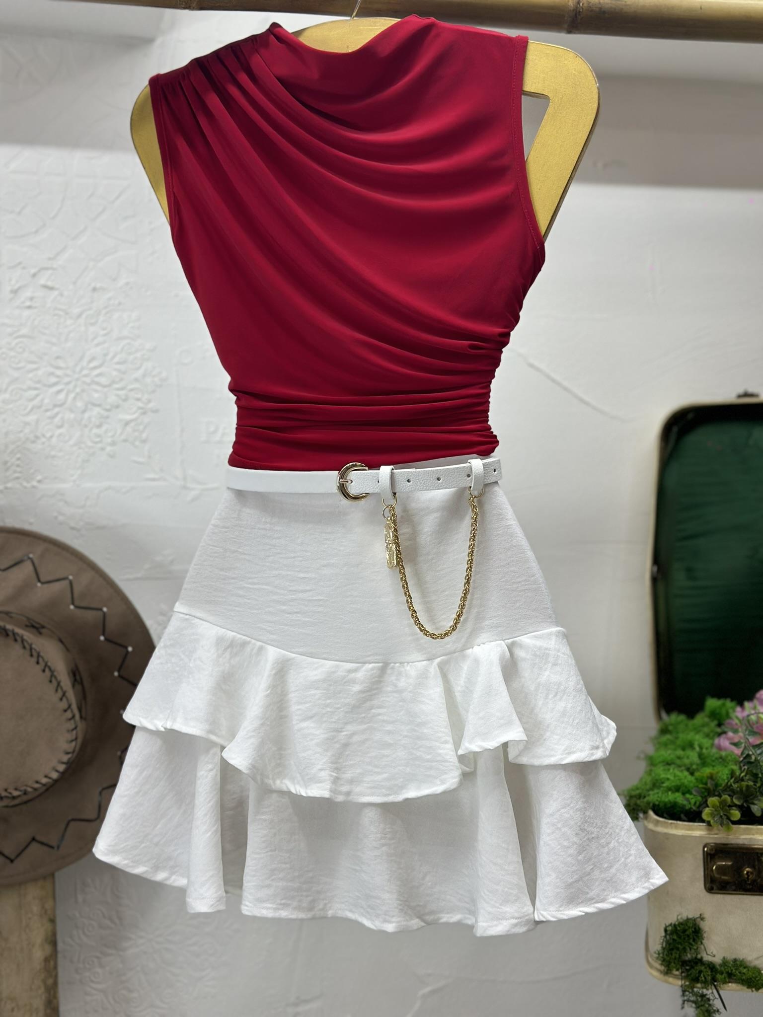 Keten Kumaş Volan Detaylı Tasarım Etek 