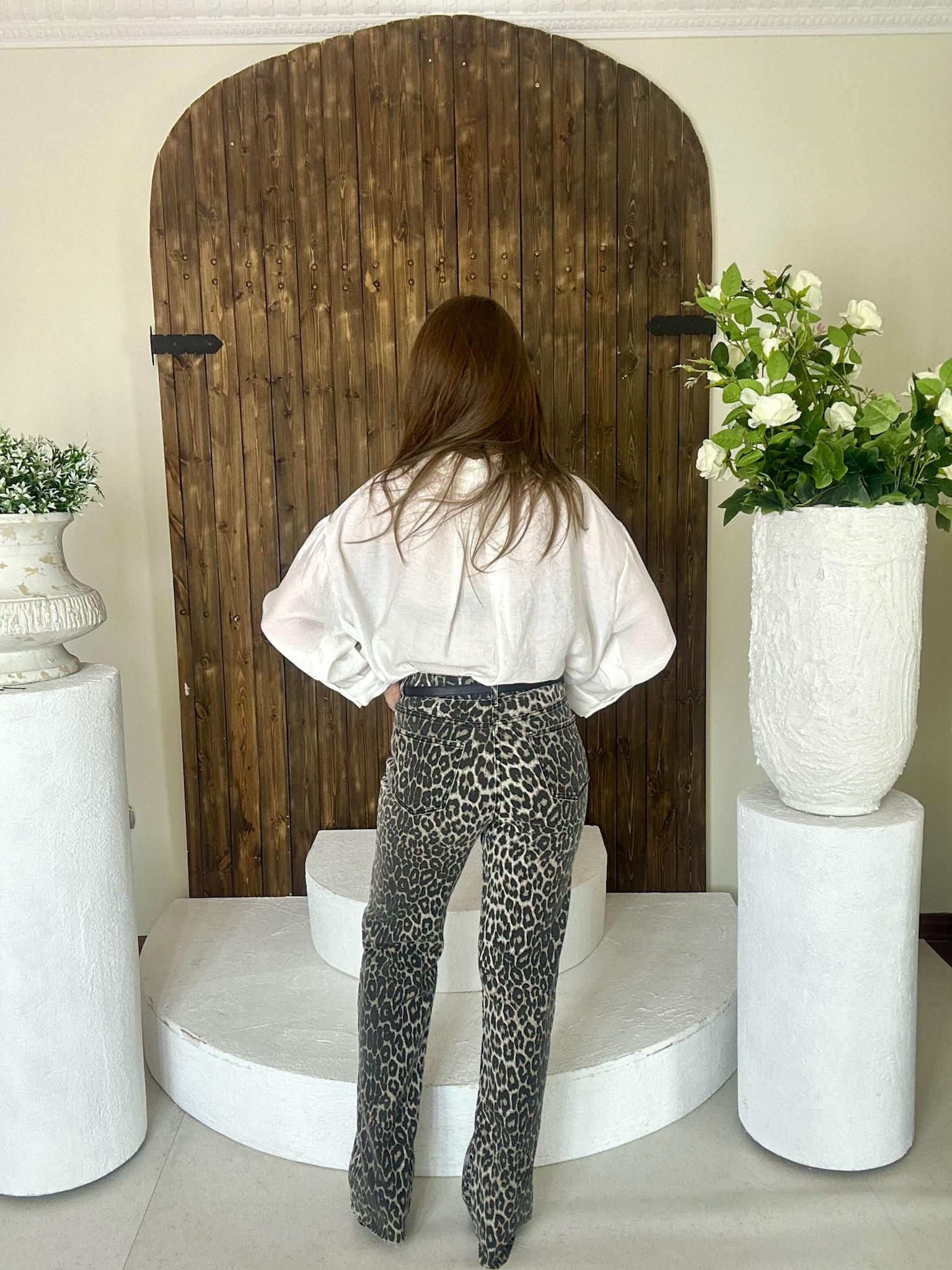 Leopar Desen Straıght Jean