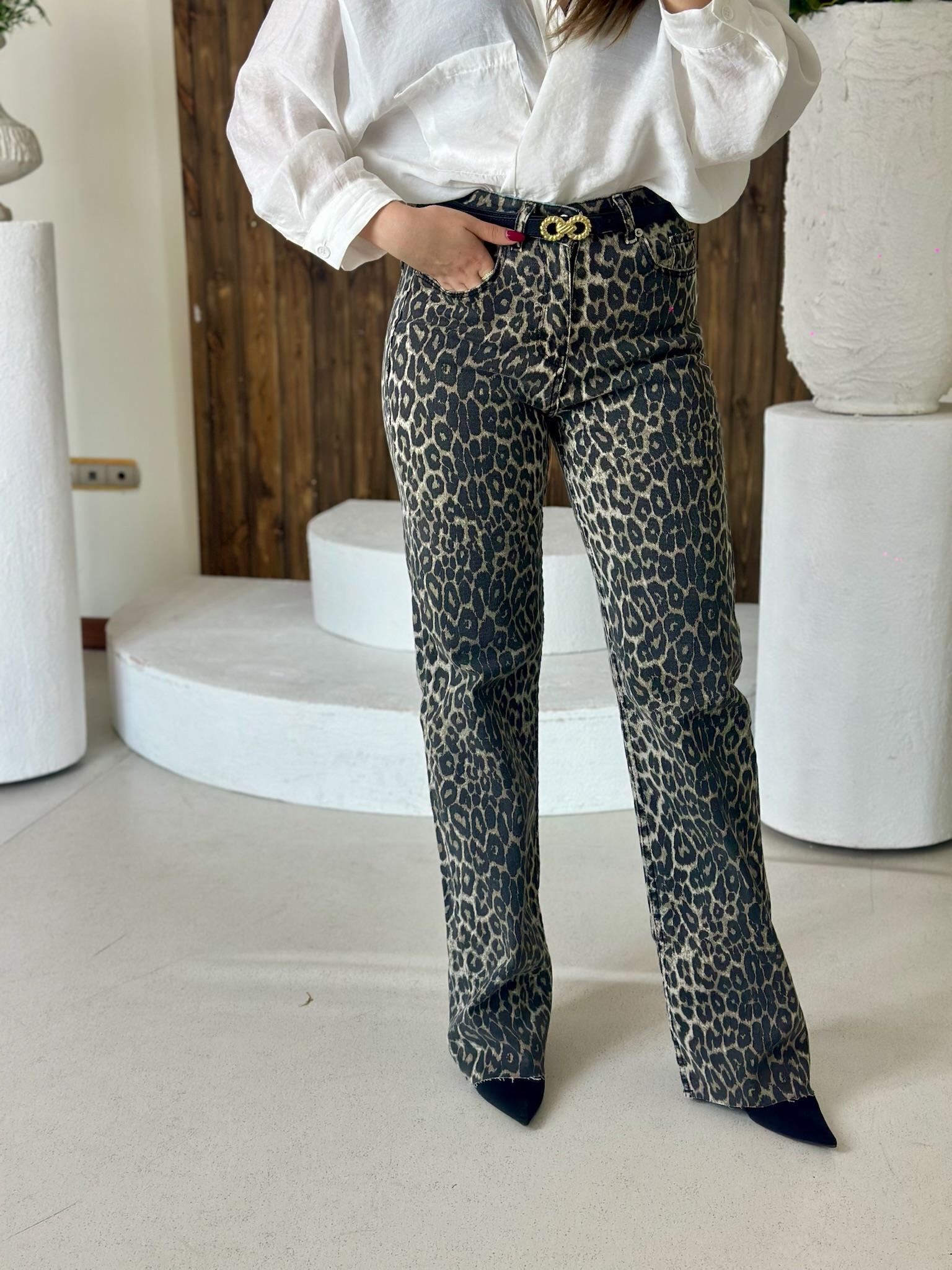 Leopar Desen Straıght Jean