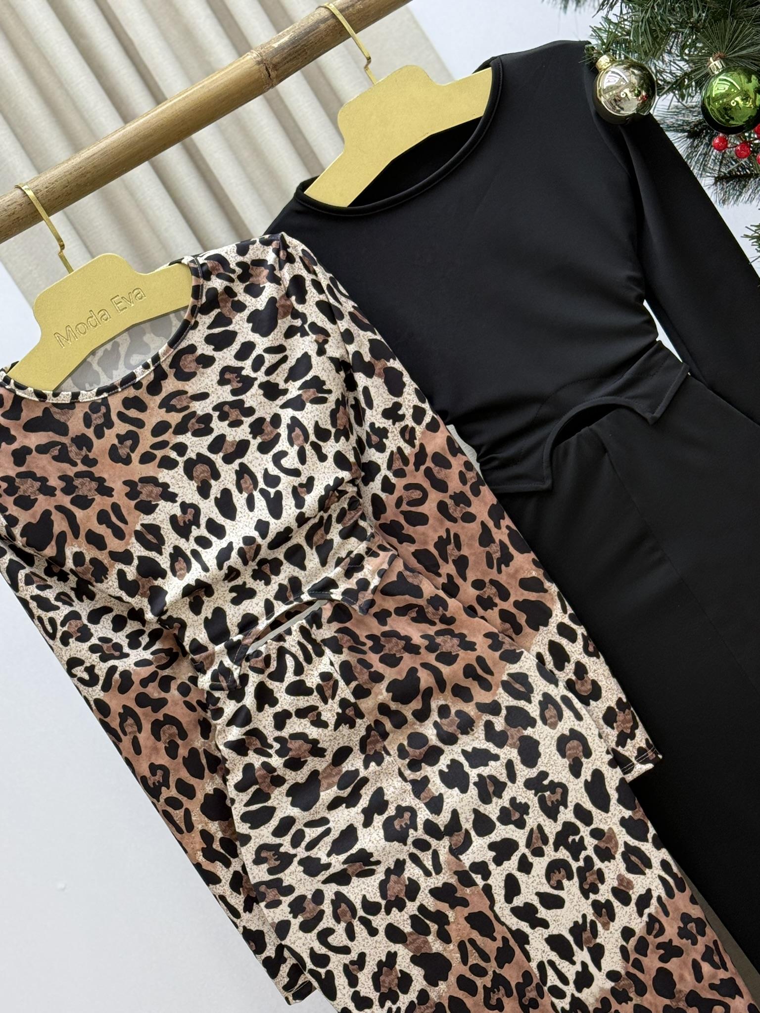 Likralı Micro Kumaş Crop Uzun Etek İkili Takım Siyah