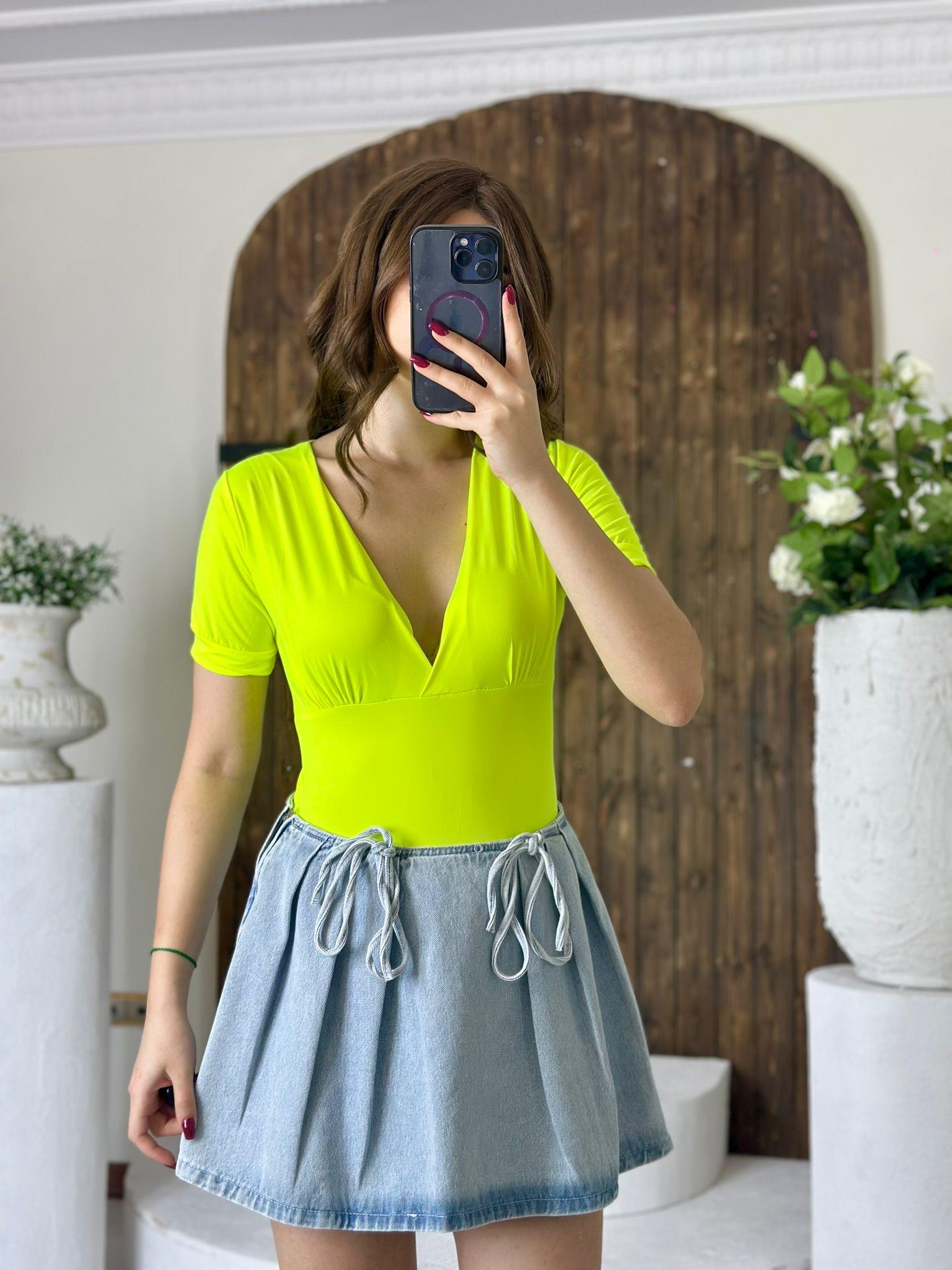 Micro Kumaş Neon Bodysuit
